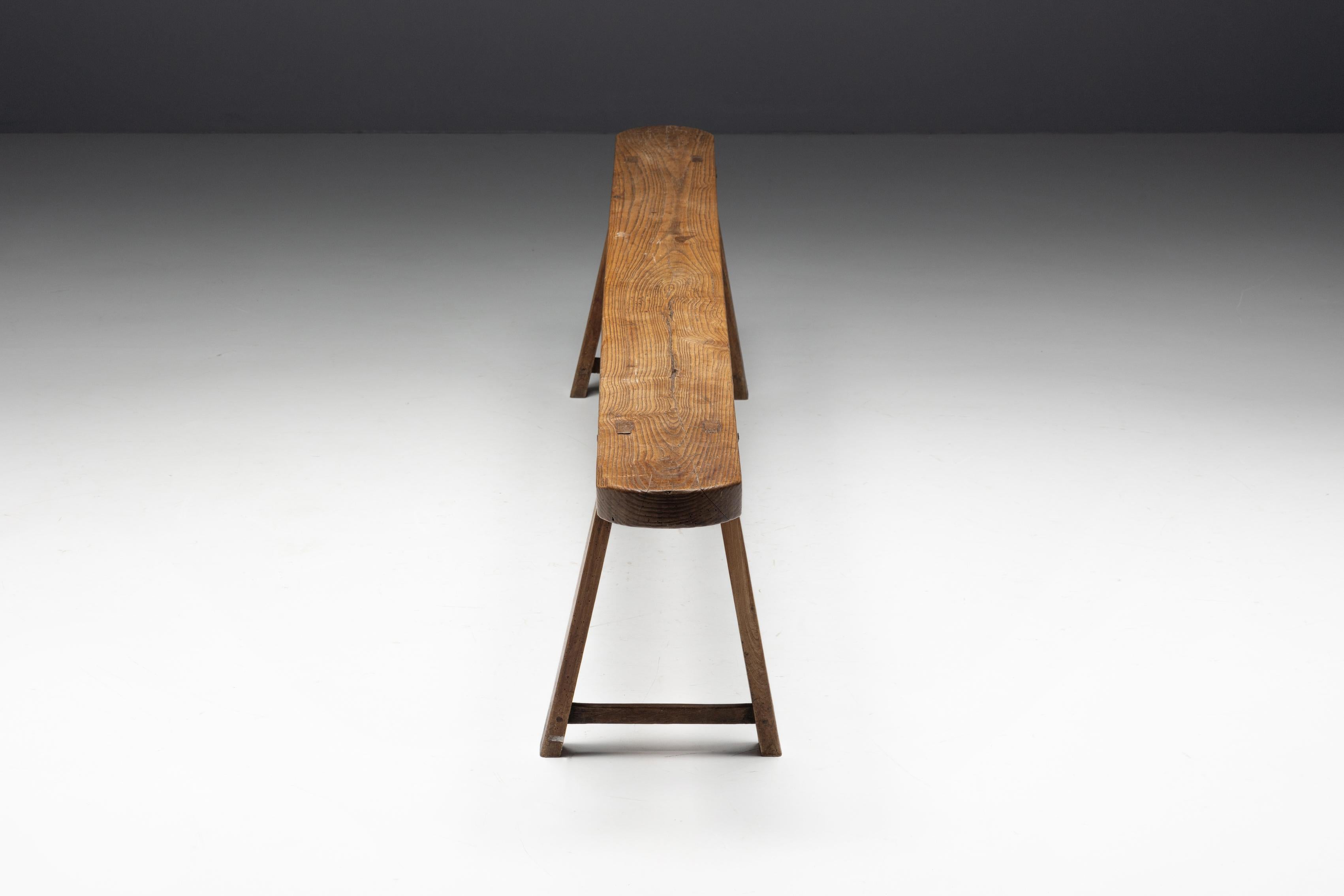 Legno Panchina rustica primitiva, Francia, XIX secolo in vendita