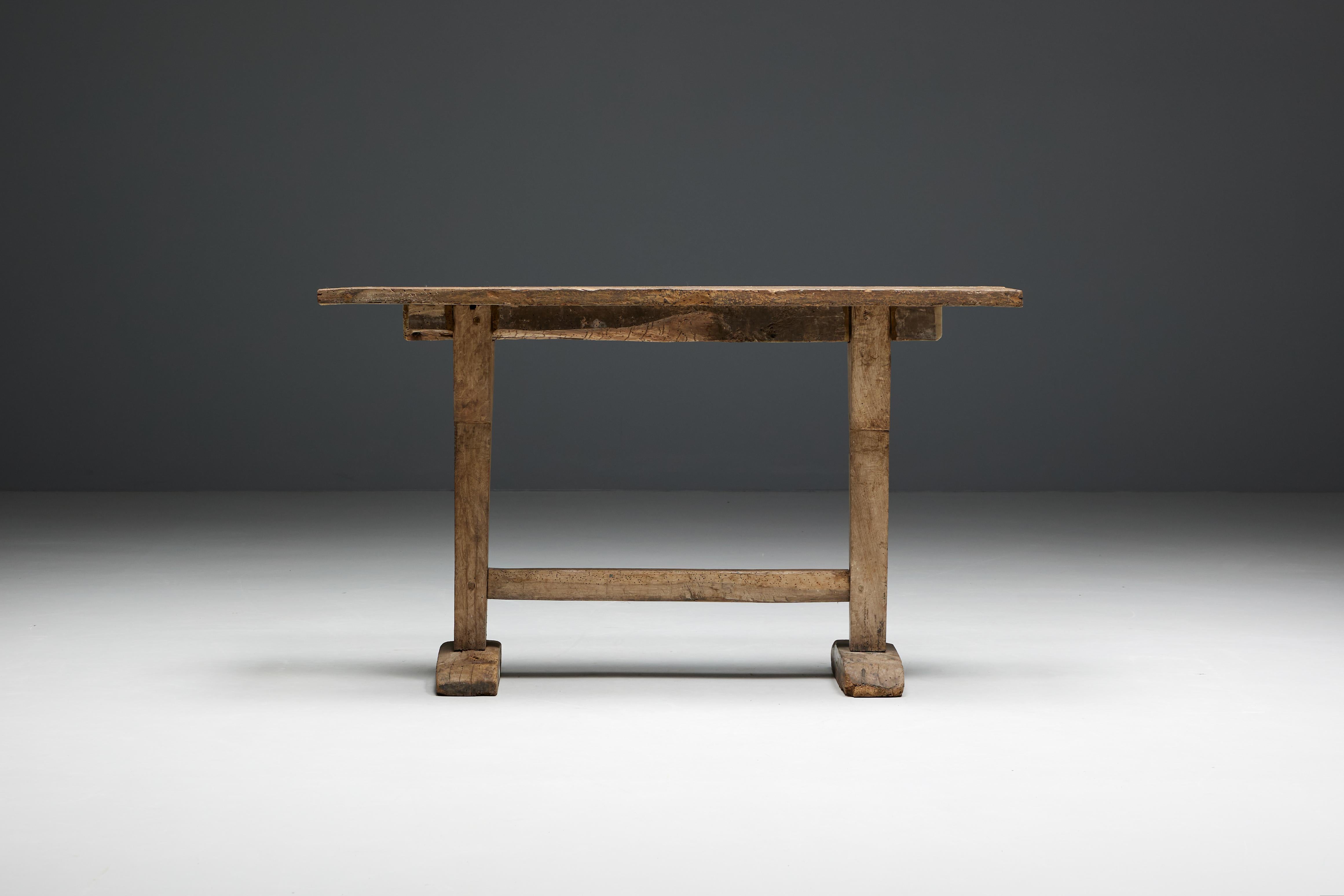 Rustic Primitive Console Table, France, 19th Century For Sale at 1stDibs