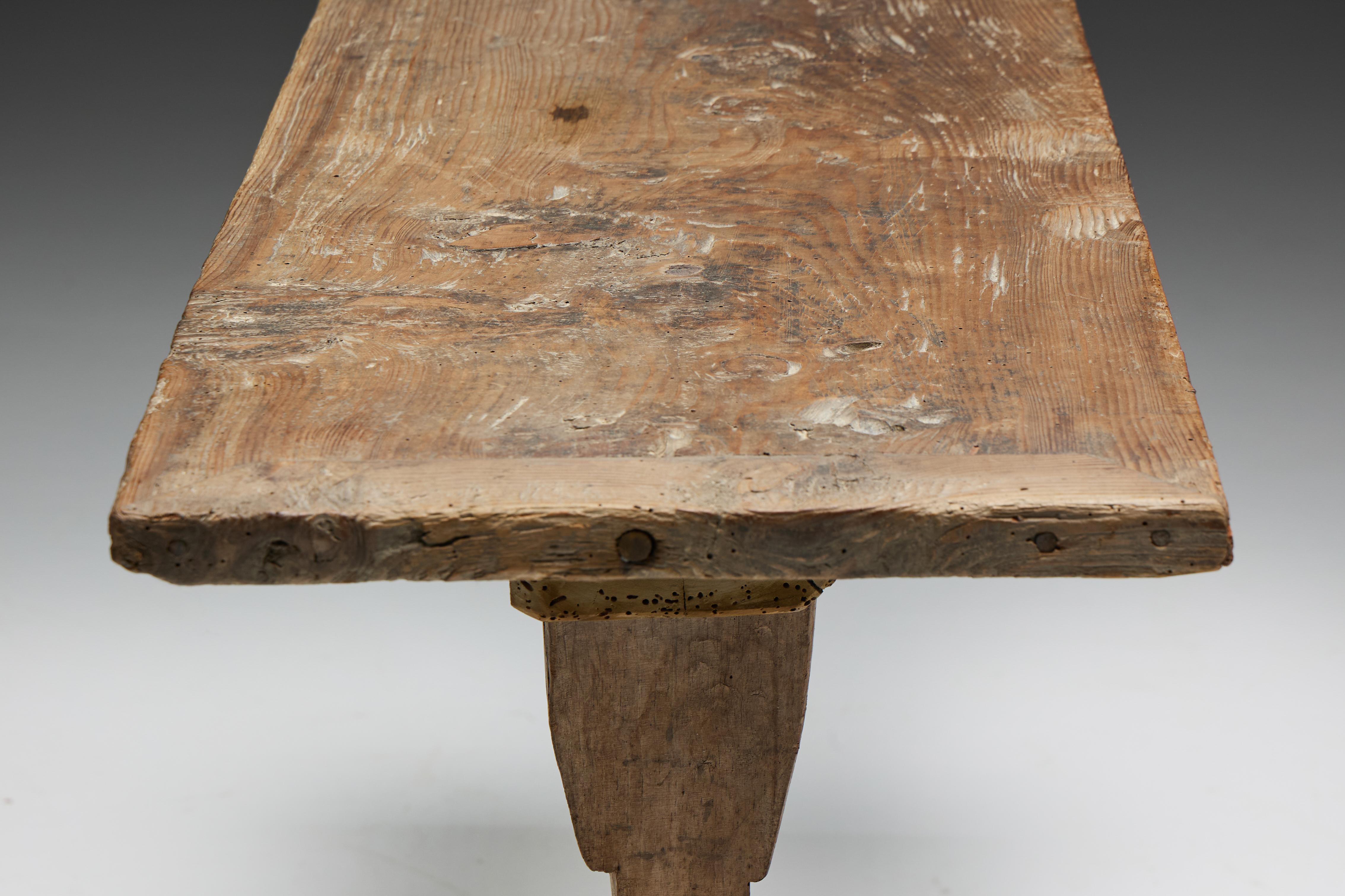 Rustic Primitive Console Table, France, 19th Century For Sale at 1stDibs