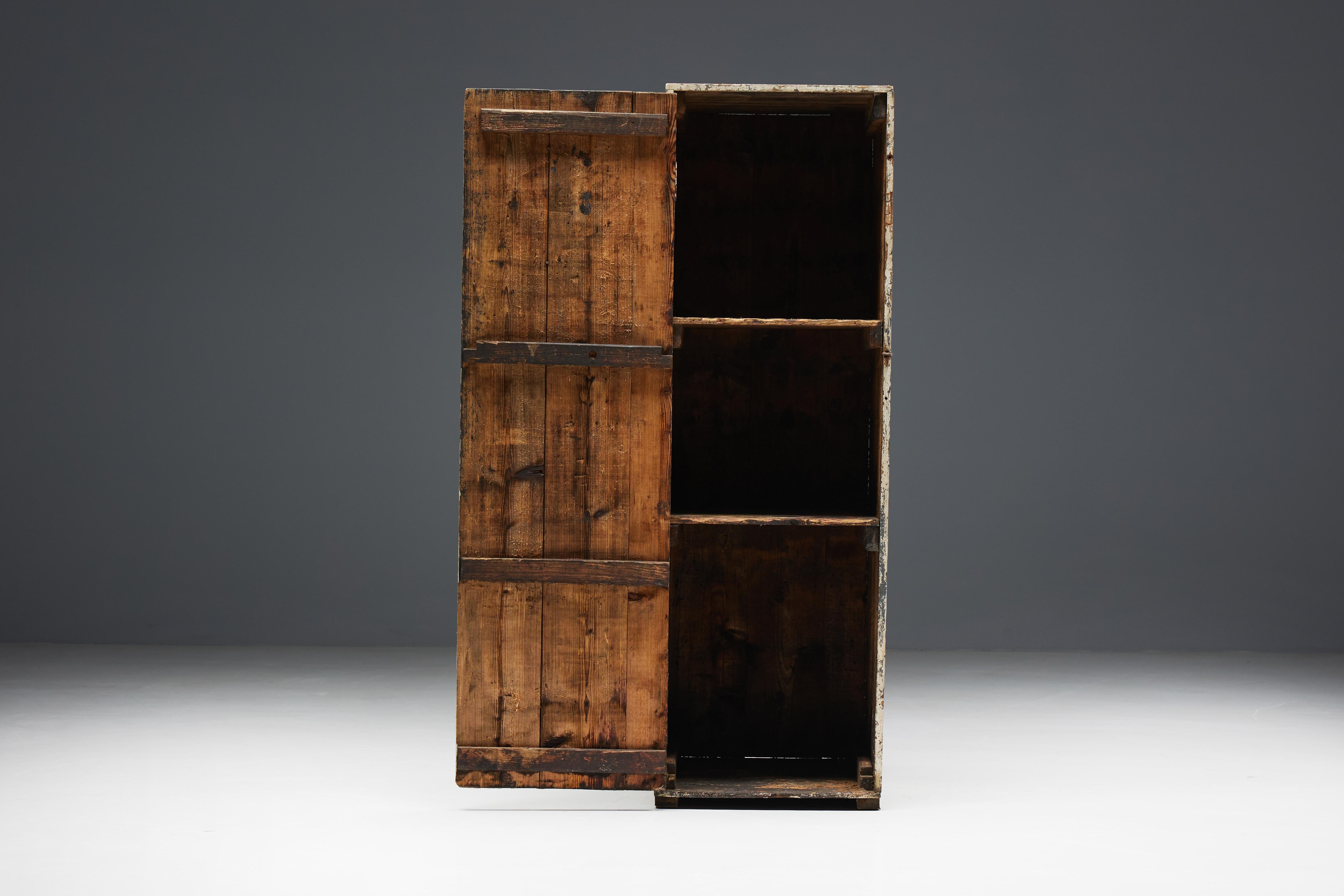 Wood Rustic Primitive Cupboard, France, 19th Century For Sale
