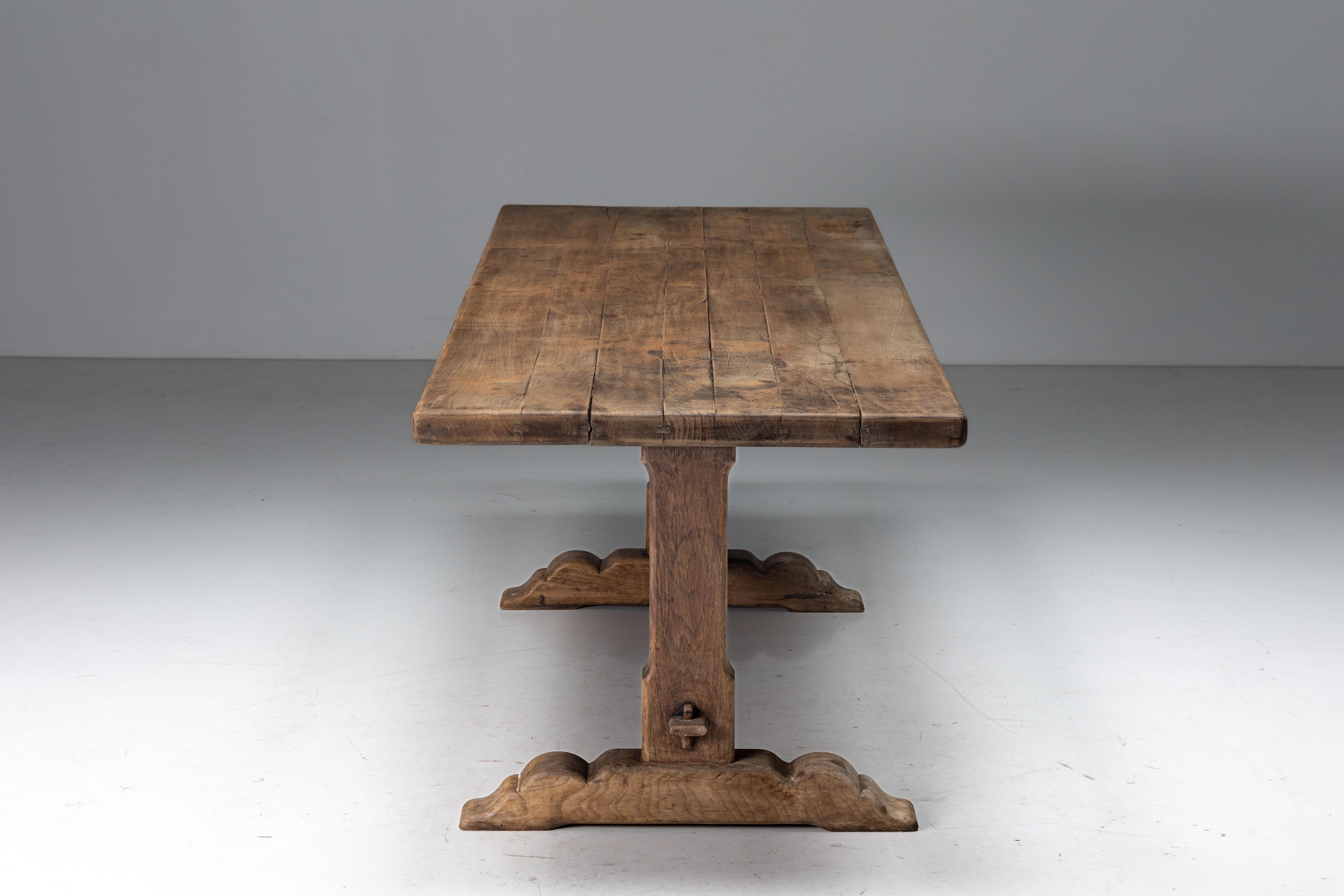 Rustic Primitive Dining Table, France, Early 20th Century 6