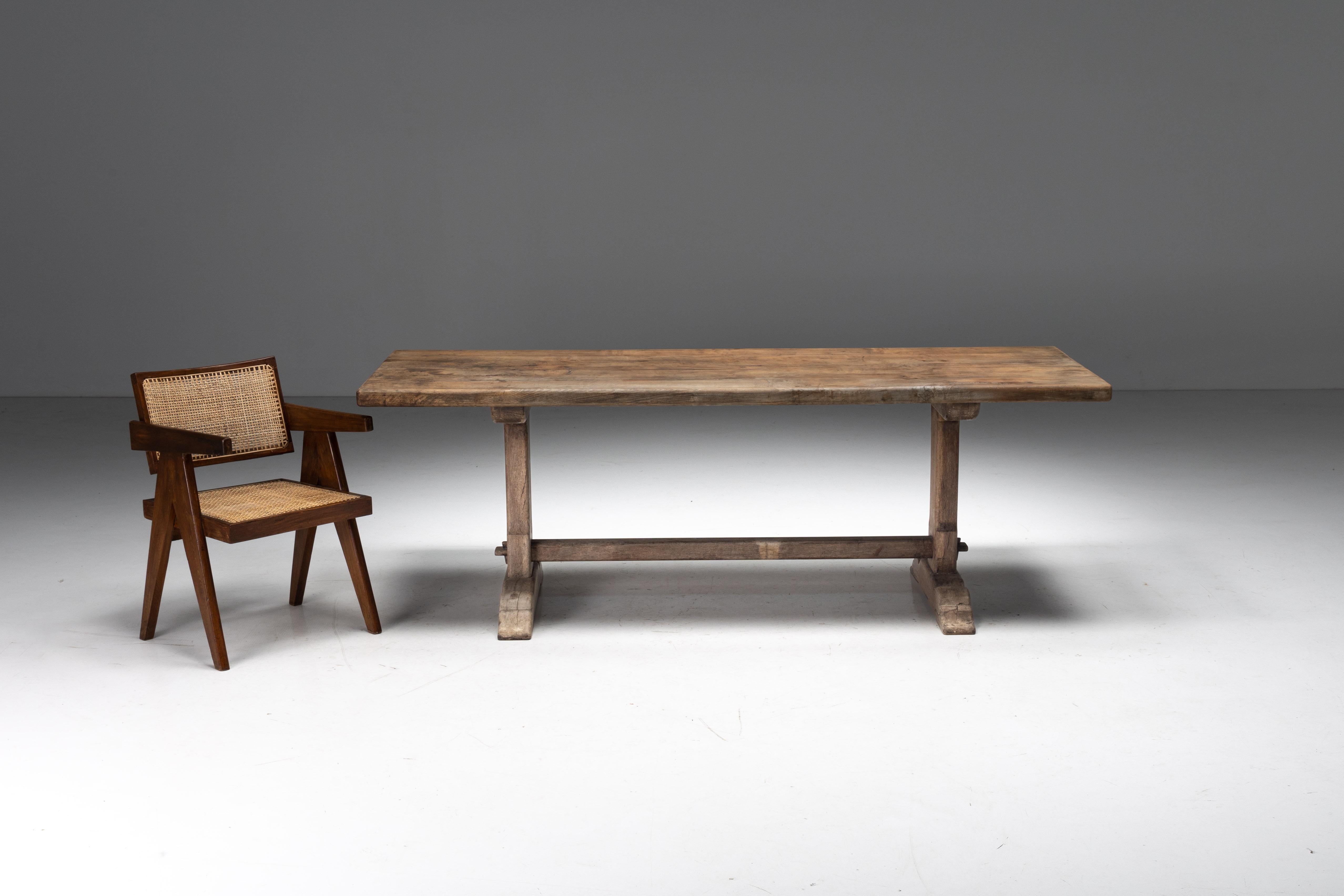 Rustic Primitive Dining Table, France, Early 20th Century 2