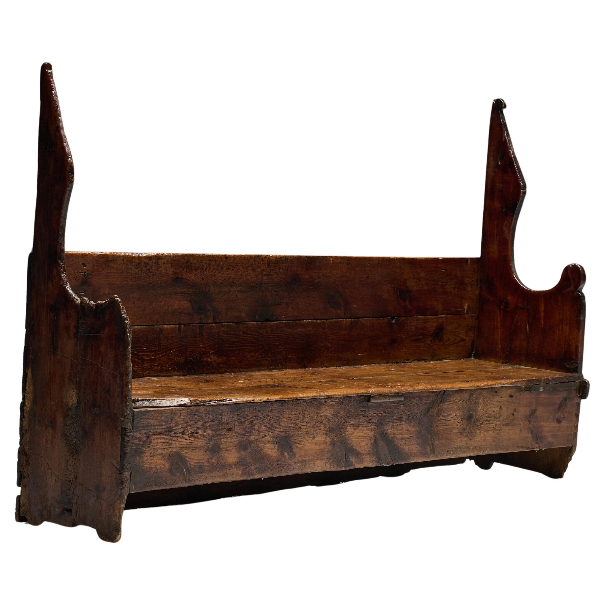 Rustic Primitive Farmhouse Bench, Spain, 18th Century