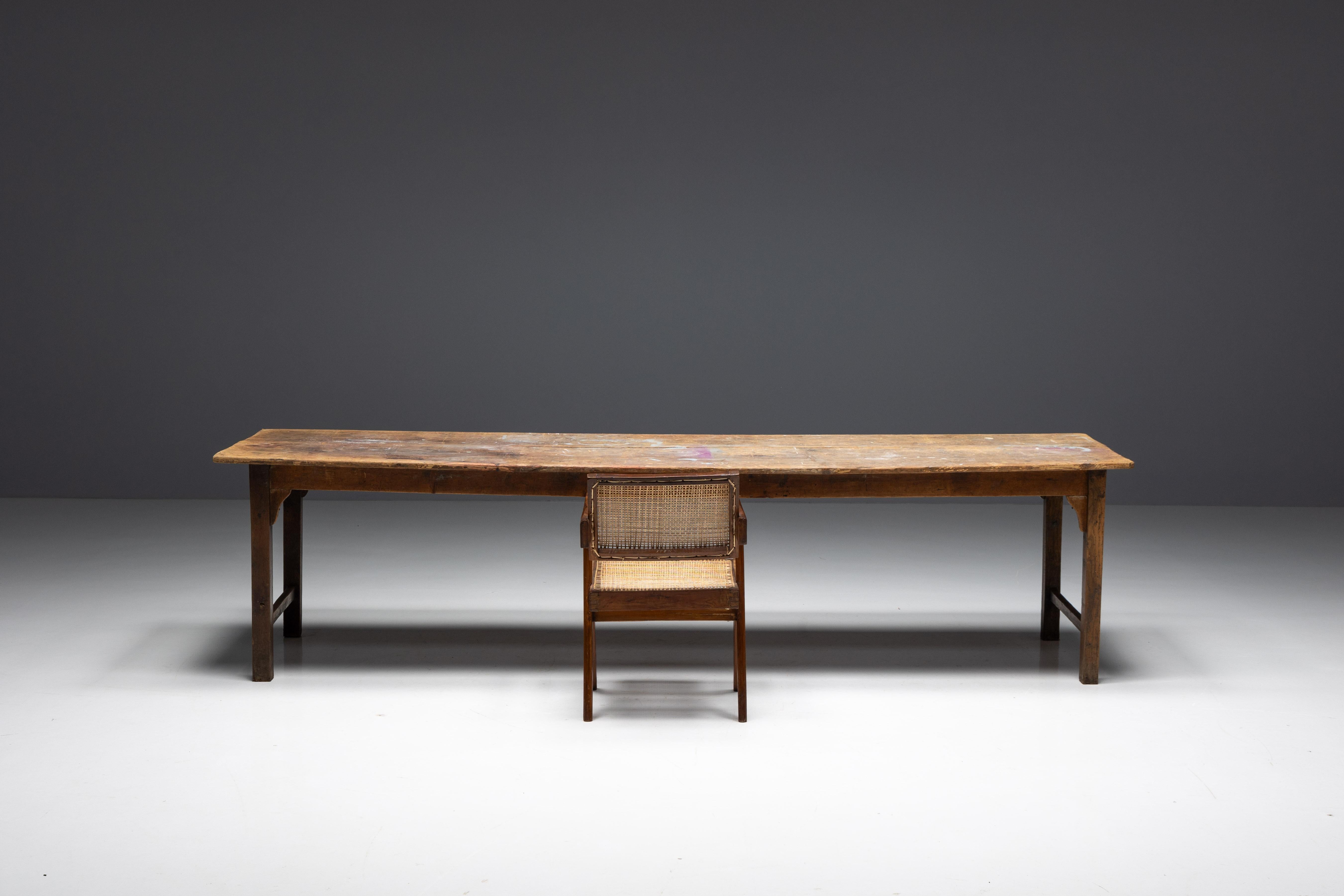 Rustique Table à manger de ferme rustique, France, 19ème siècle en vente