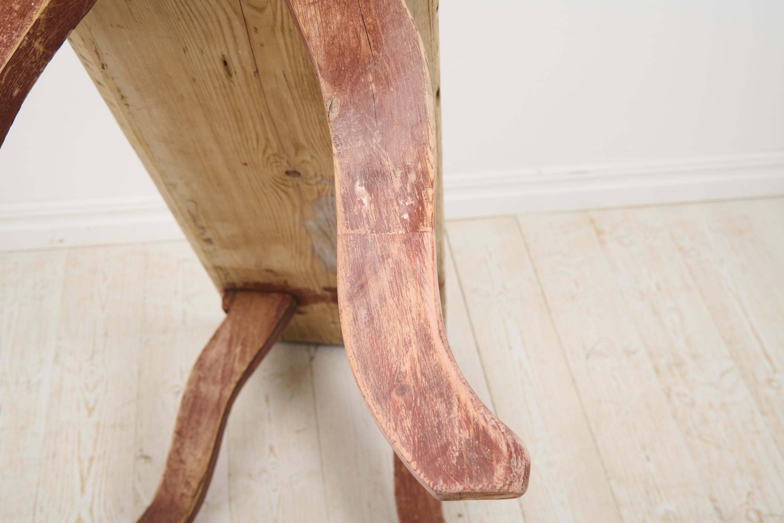 Rustic Primitive Genuine Folk Art Bench in Solid Pine from Northern Sweden 4