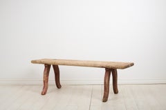 Rustic Primitive Genuine Folk Art Bench in Solid Pine from Northern Sweden