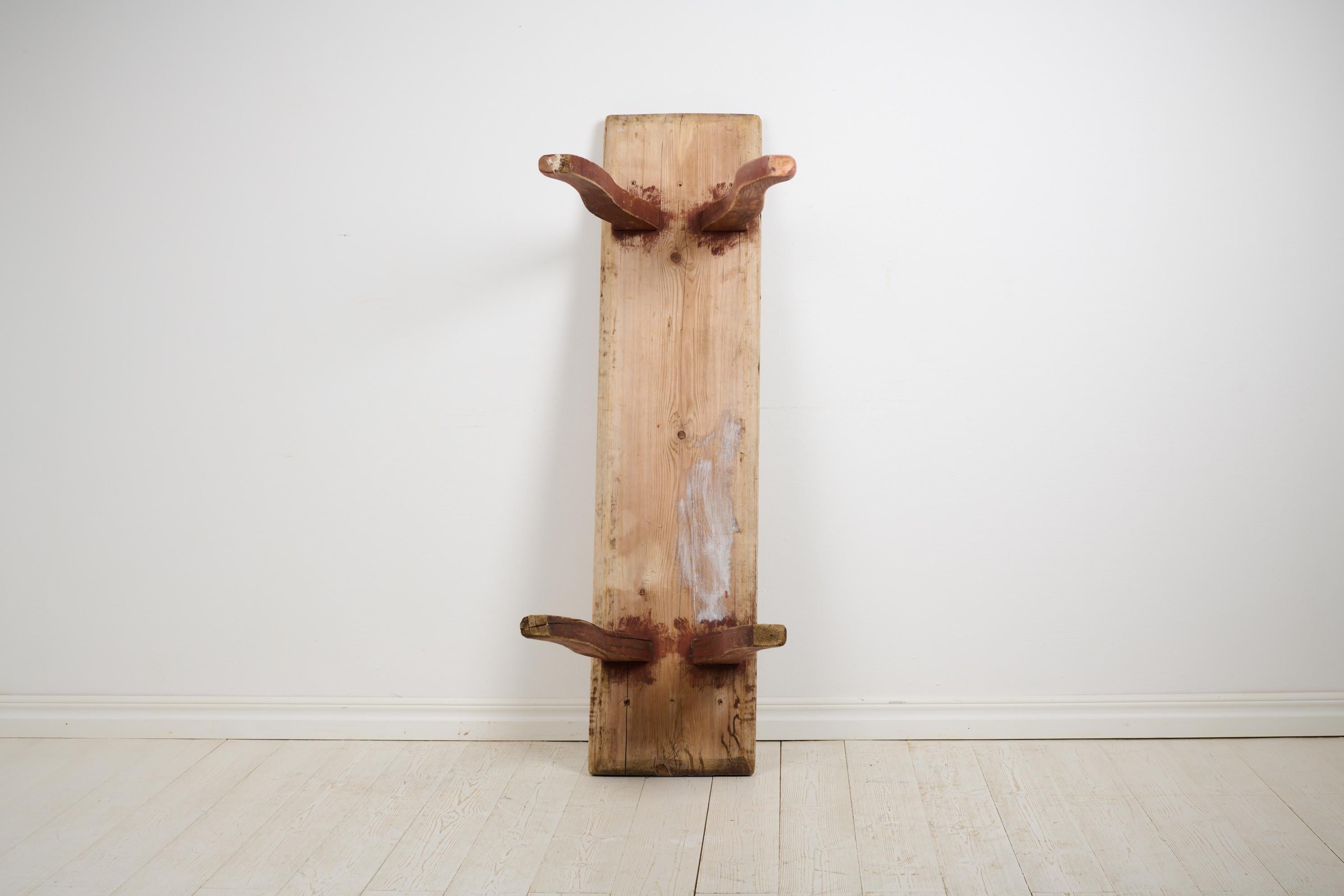 Rustic Primitive Genuine Folk Art Bench in Solid Pine from Northern Sweden 2