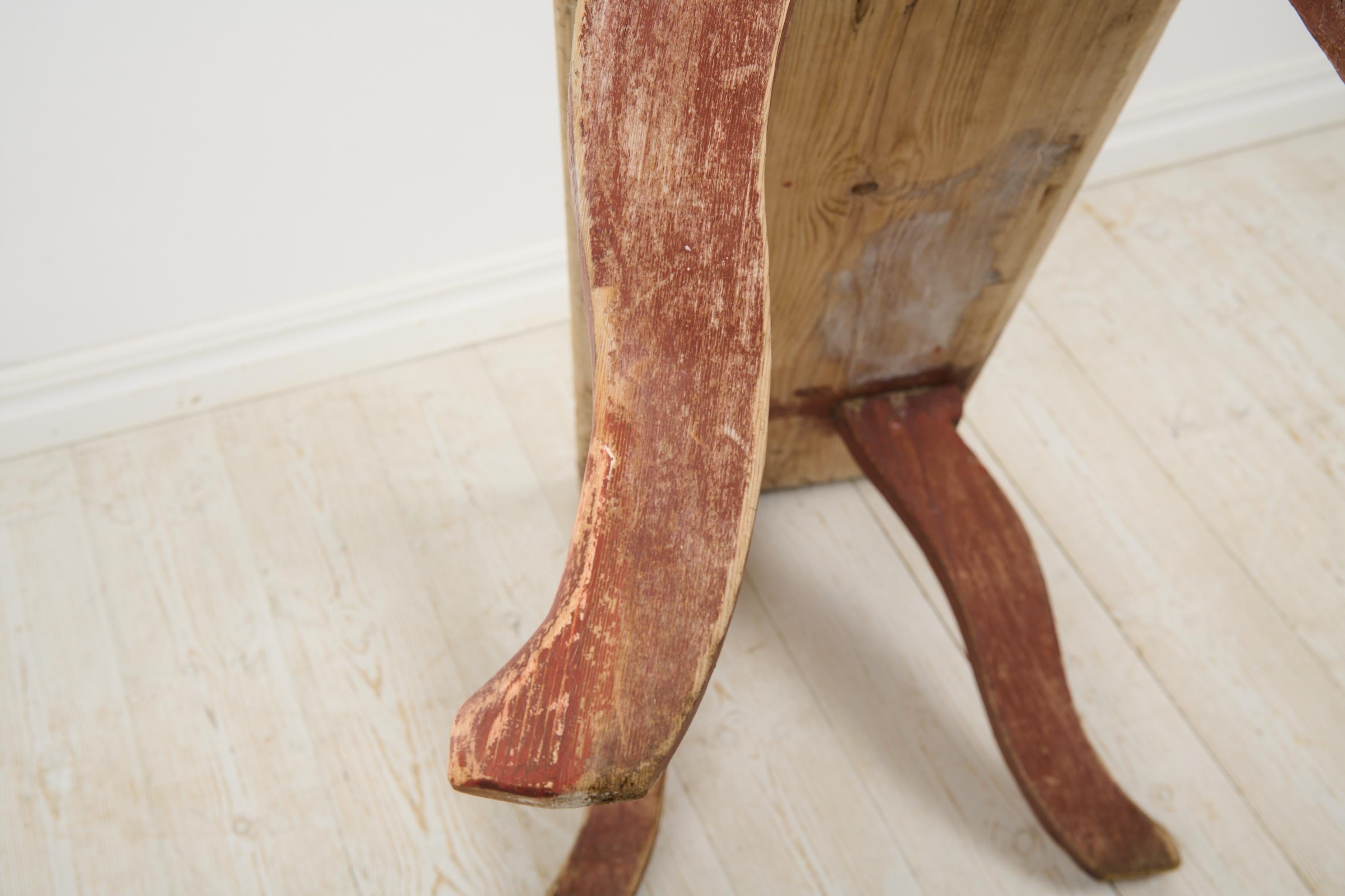 Rustic Primitive Genuine Folk Art Bench in Solid Pine from Northern Sweden 3