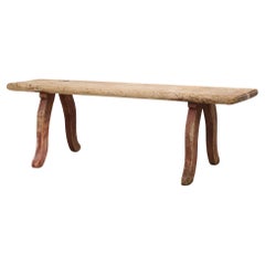 Rustic Primitive Genuine Folk Art Bench in Solid Pine from Northern Sweden