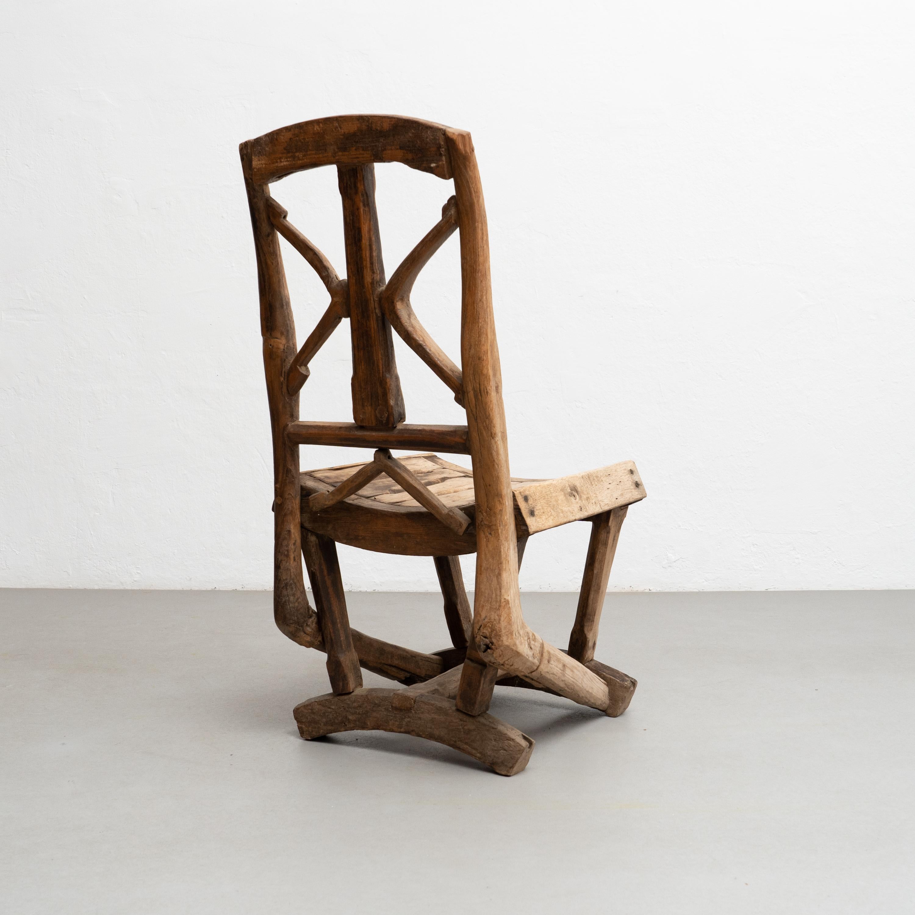 Mid-20th Century Rustic Primitive Hand Made Traditional Wood Chair, circa 1930