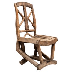 Vintage Rustic Primitive Hand Made Traditional Wood Chair, circa 1930