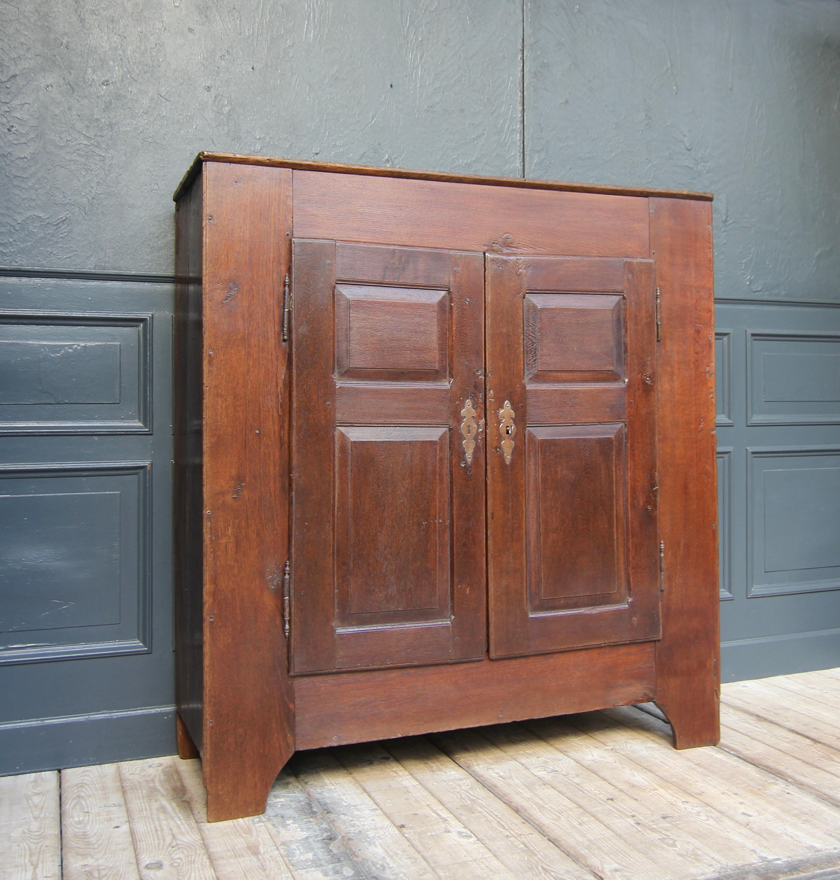 Hand-Crafted Rustic Primitive Oak Cupboard from around 1800 For Sale