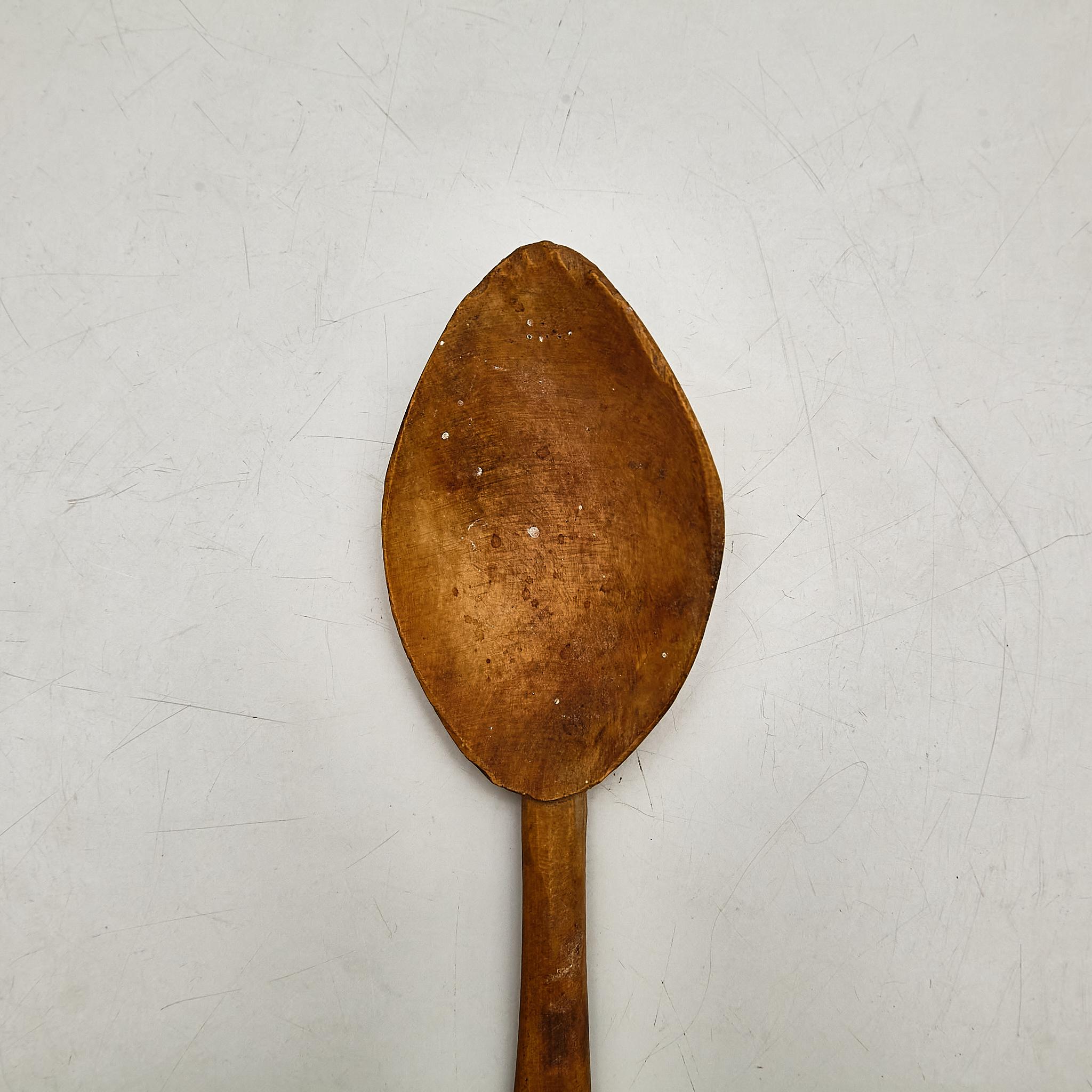 Spanish Rustic Primitive Pastor Handmade Wood Spoon, circa 1930