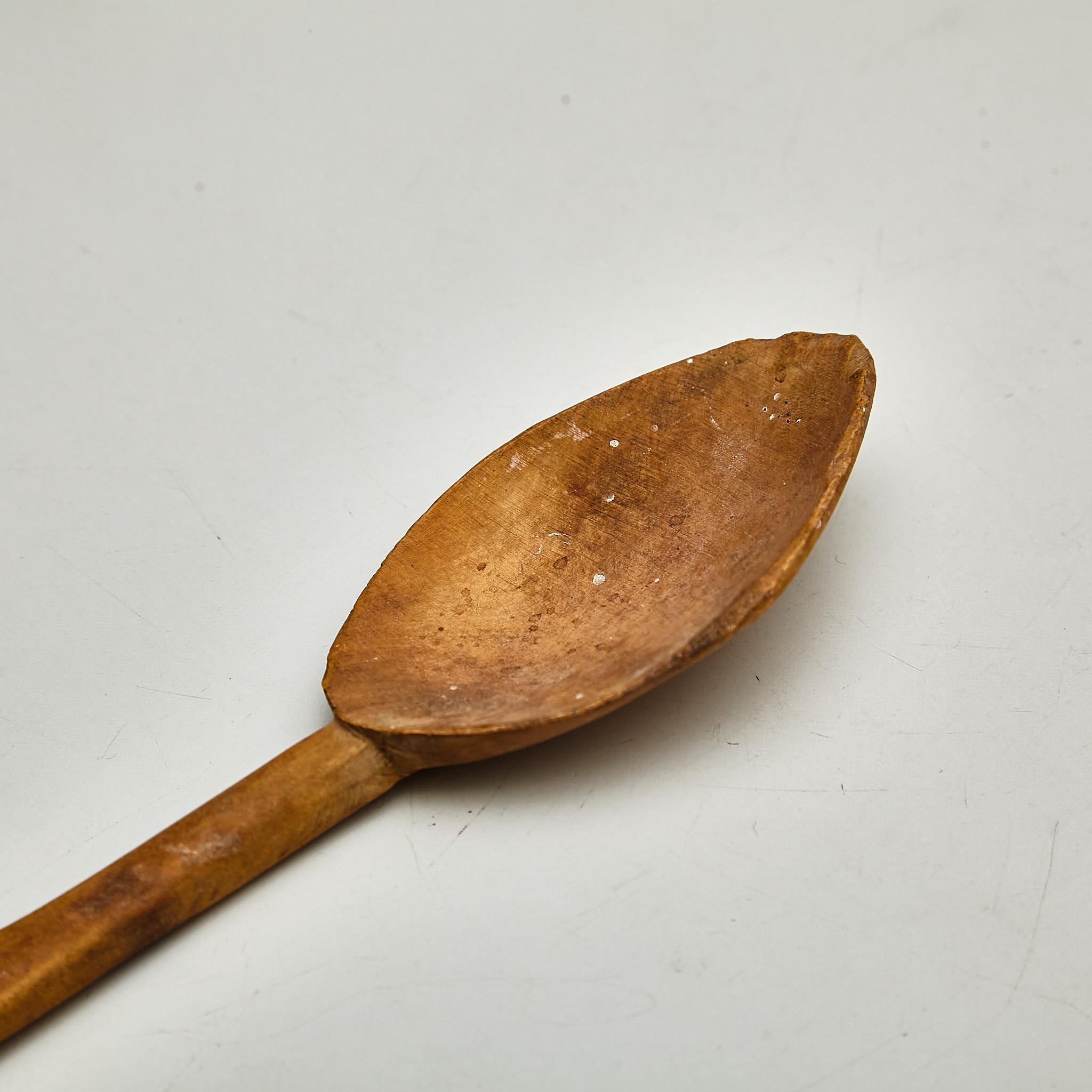 Mid-20th Century Rustic Primitive Pastor Handmade Wood Spoon, circa 1930