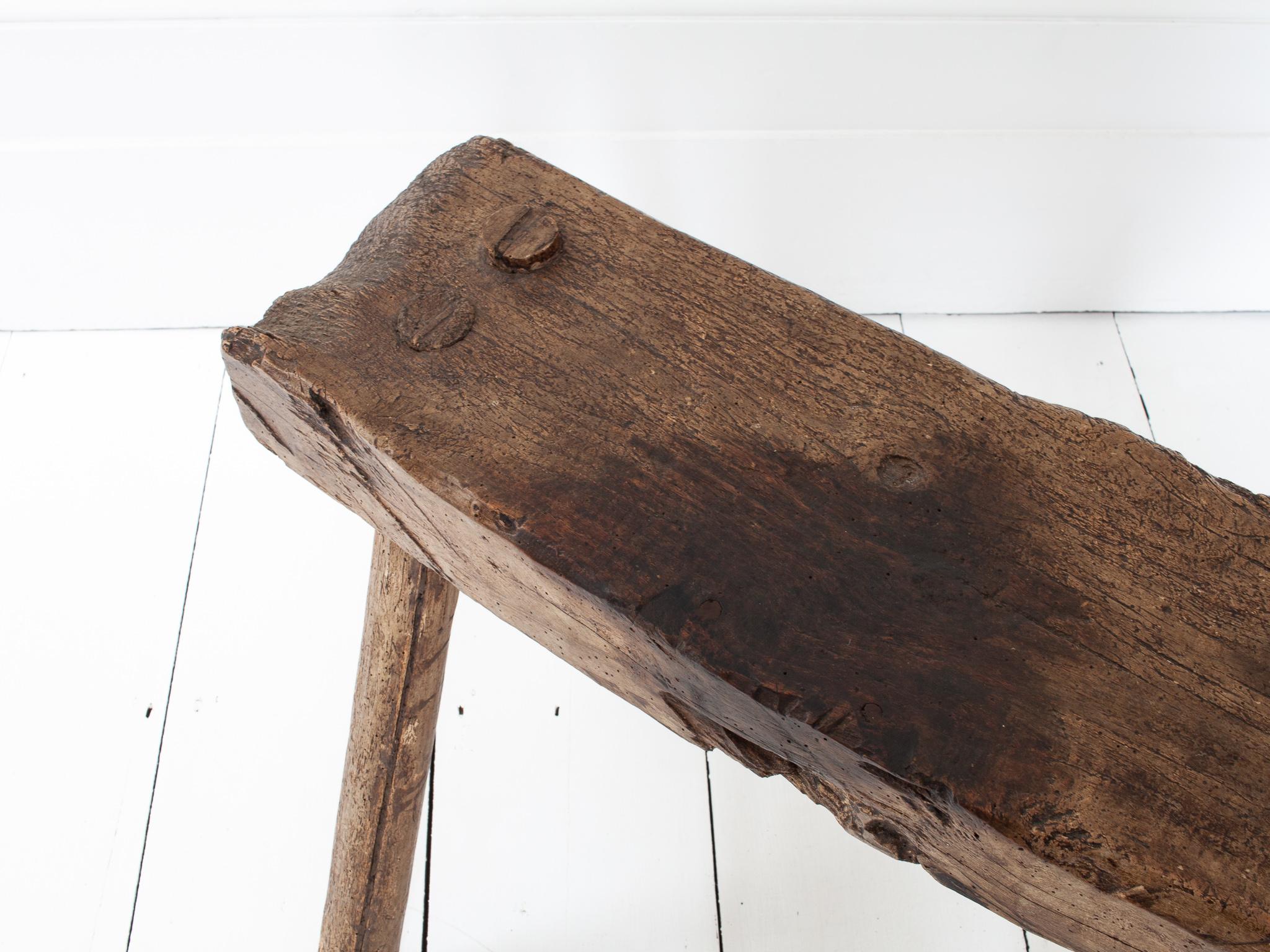 Rustic, Primitive, Wabi Sabi, Antique, Naive Vintage Bench, England, c19th C For Sale 5