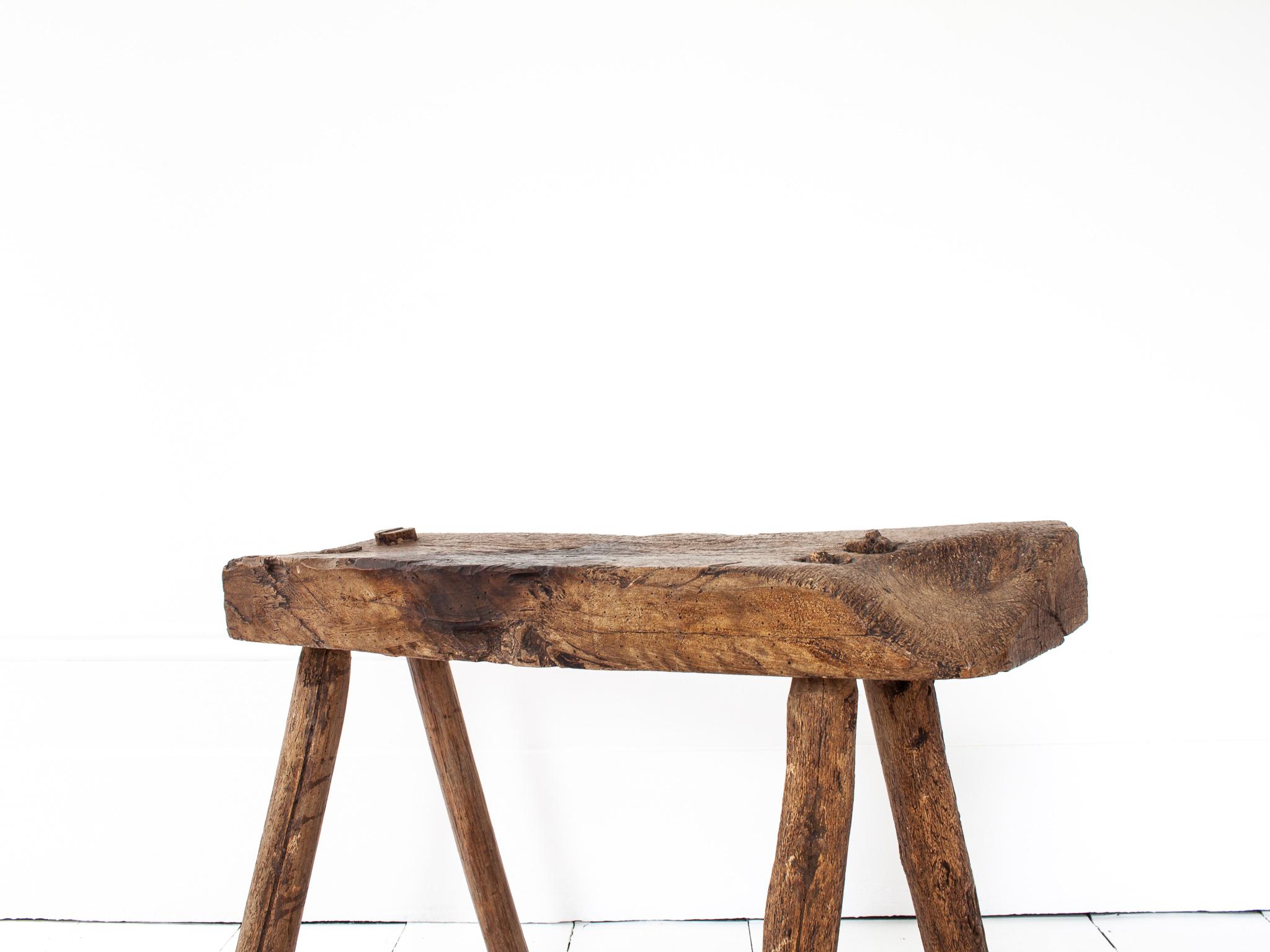 Rustic, Primitive, Wabi Sabi, Antique, Naive Vintage Bench, England, c19th C For Sale 7