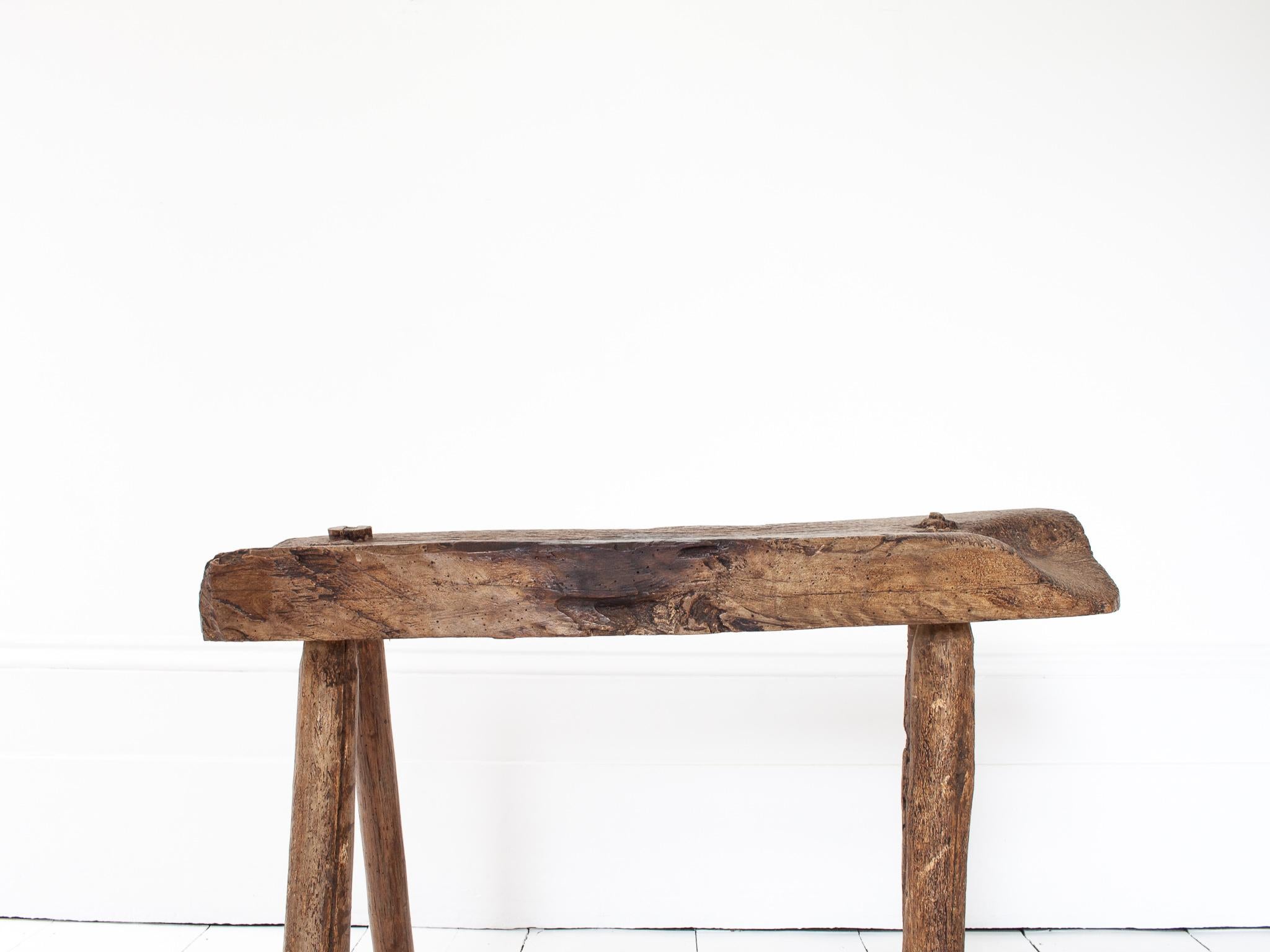 Rustic, Primitive, Wabi Sabi, Antique, Naive Vintage Bench, England, c19th C For Sale 8