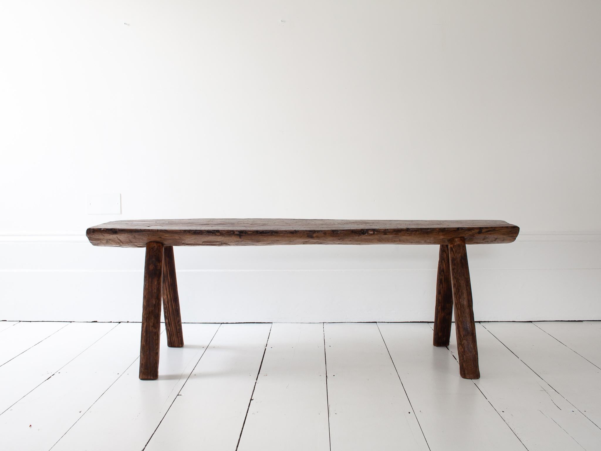 Rustic, Primitive, Wabi Sabi, Antique, Naive Vintage Bench, England, c19th en vente 8