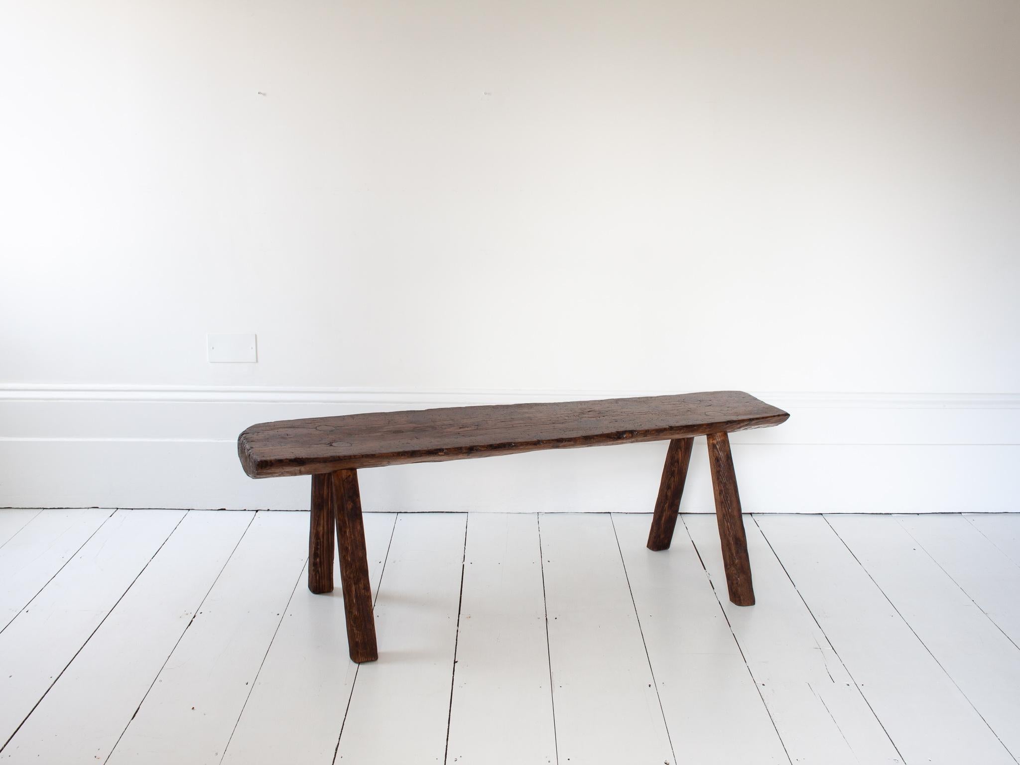 Rustique Rustic, Primitive, Wabi Sabi, Antique, Naive Vintage Bench, England, c19th en vente