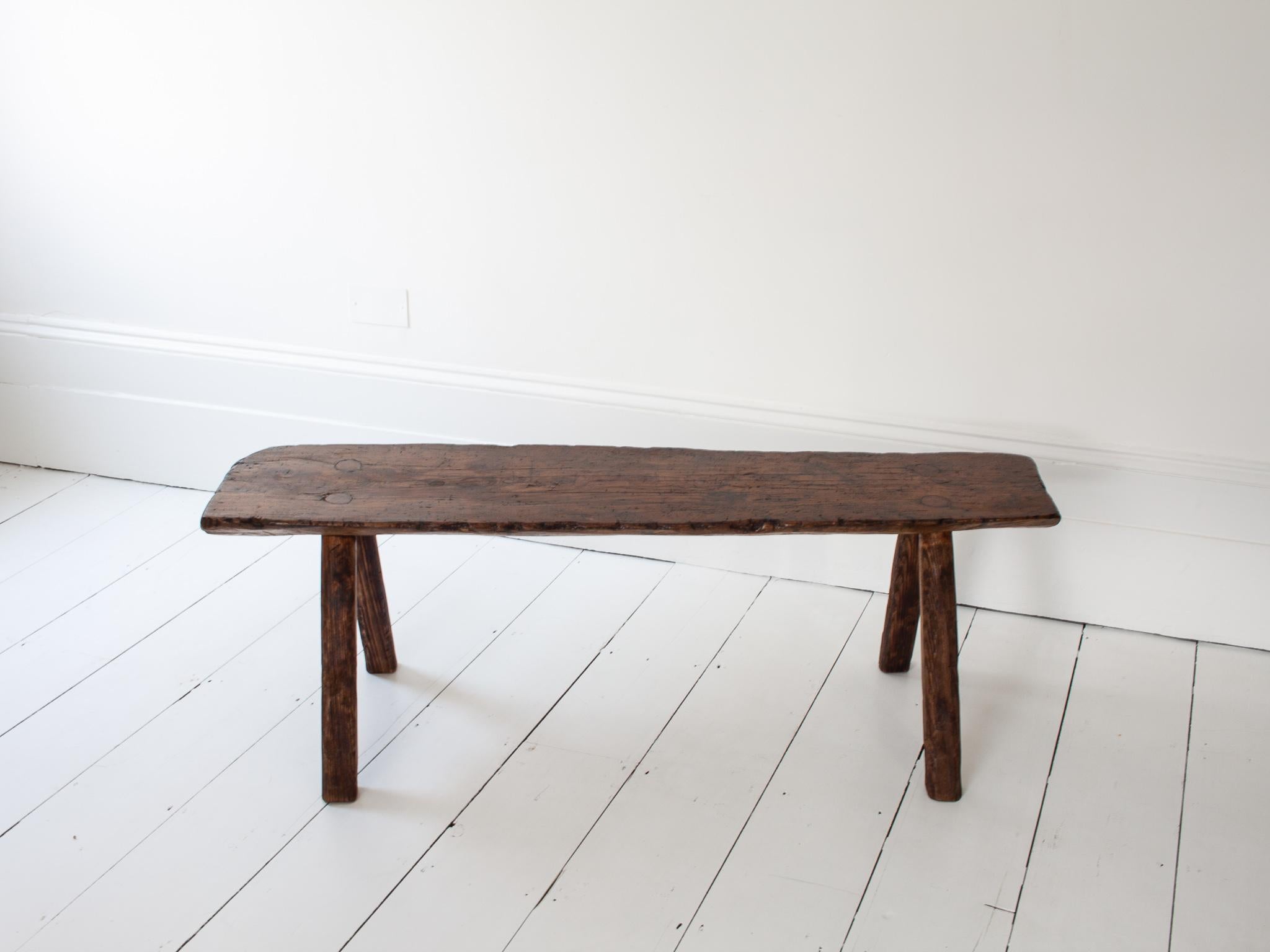 Bois Rustic, Primitive, Wabi Sabi, Antique, Naive Vintage Bench, England, c19th en vente