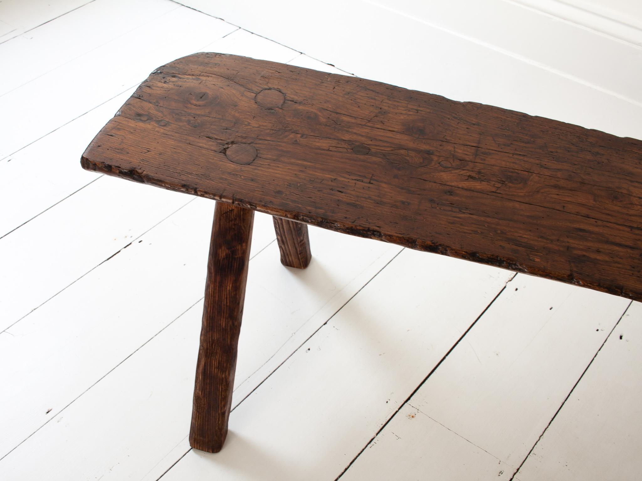 Rustic, Primitive, Wabi Sabi, Antique, Naive Vintage Bench, England, c19th en vente 2