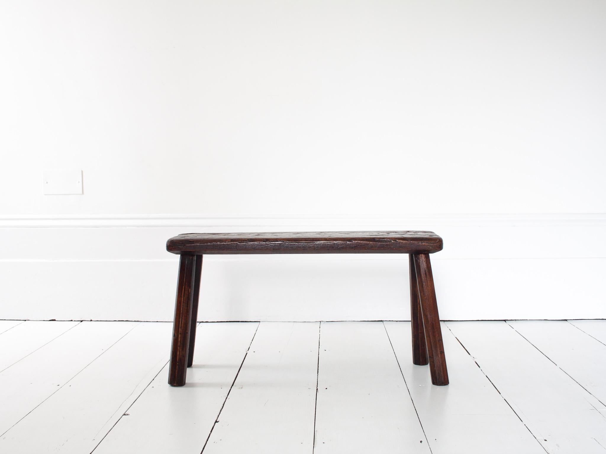 Rustic, Primitive, Wabi Sabi, Antique, Naive Vintage Stool/Bench, England 19th C For Sale 7