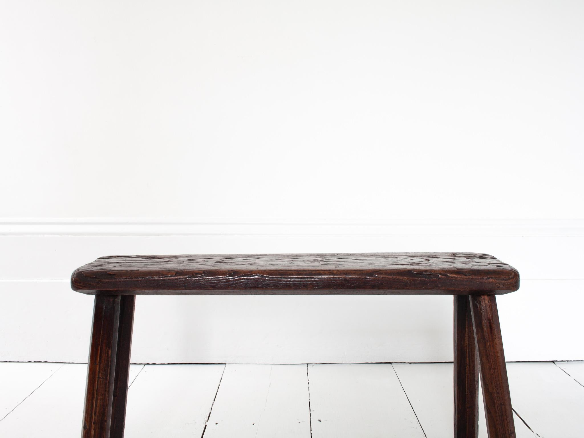 Rustic, Primitive, Wabi Sabi, Antique, Naive Vintage Stool/Bench, England 19th C For Sale 8