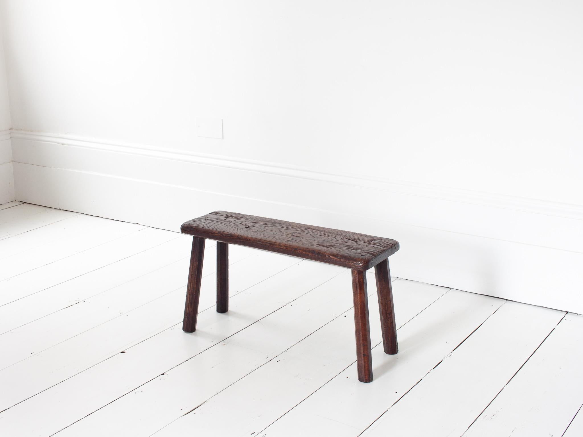 Rustic, Primitive, Wabi Sabi, Antique, Naive Vintage Bench, England, c19th Century.

A rustic, primitive stool/bench.  Sitting on four splayed chamfered legs and formed of solid elm with a great aesthetic.  England, c19th Century.

Befitting of