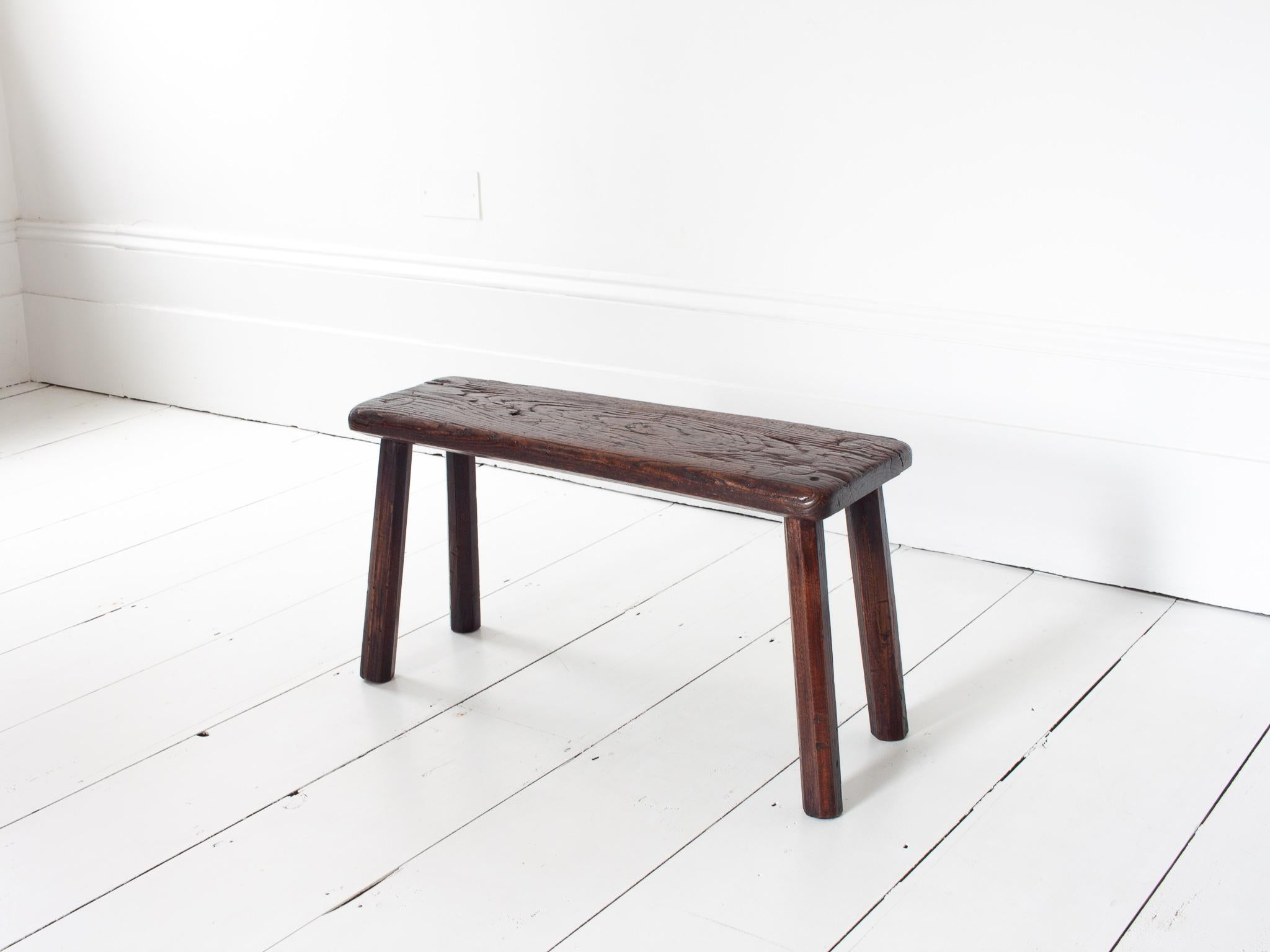 19th Century Rustic, Primitive, Wabi Sabi, Antique, Naive Vintage Stool/Bench, England 19th C For Sale