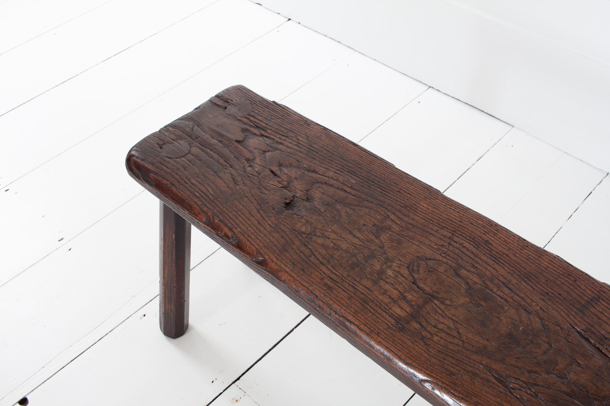 Rustic, Primitive, Wabi Sabi, Antique, Naive Vintage Stool/Bench, England 19th C For Sale 1