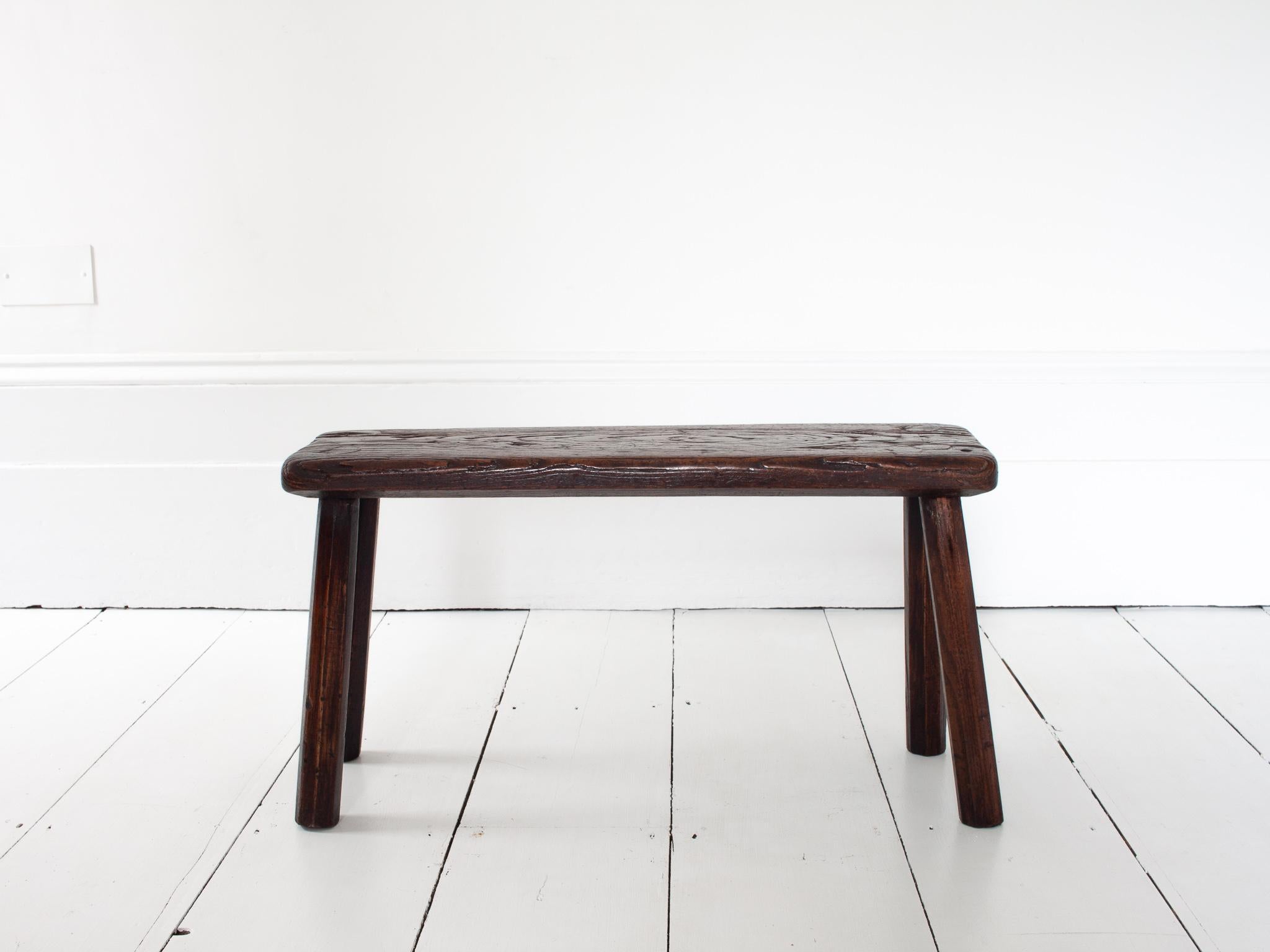Rustic, Primitive, Wabi Sabi, Antique, Naive Vintage Stool/Bench, England 19th C For Sale 3