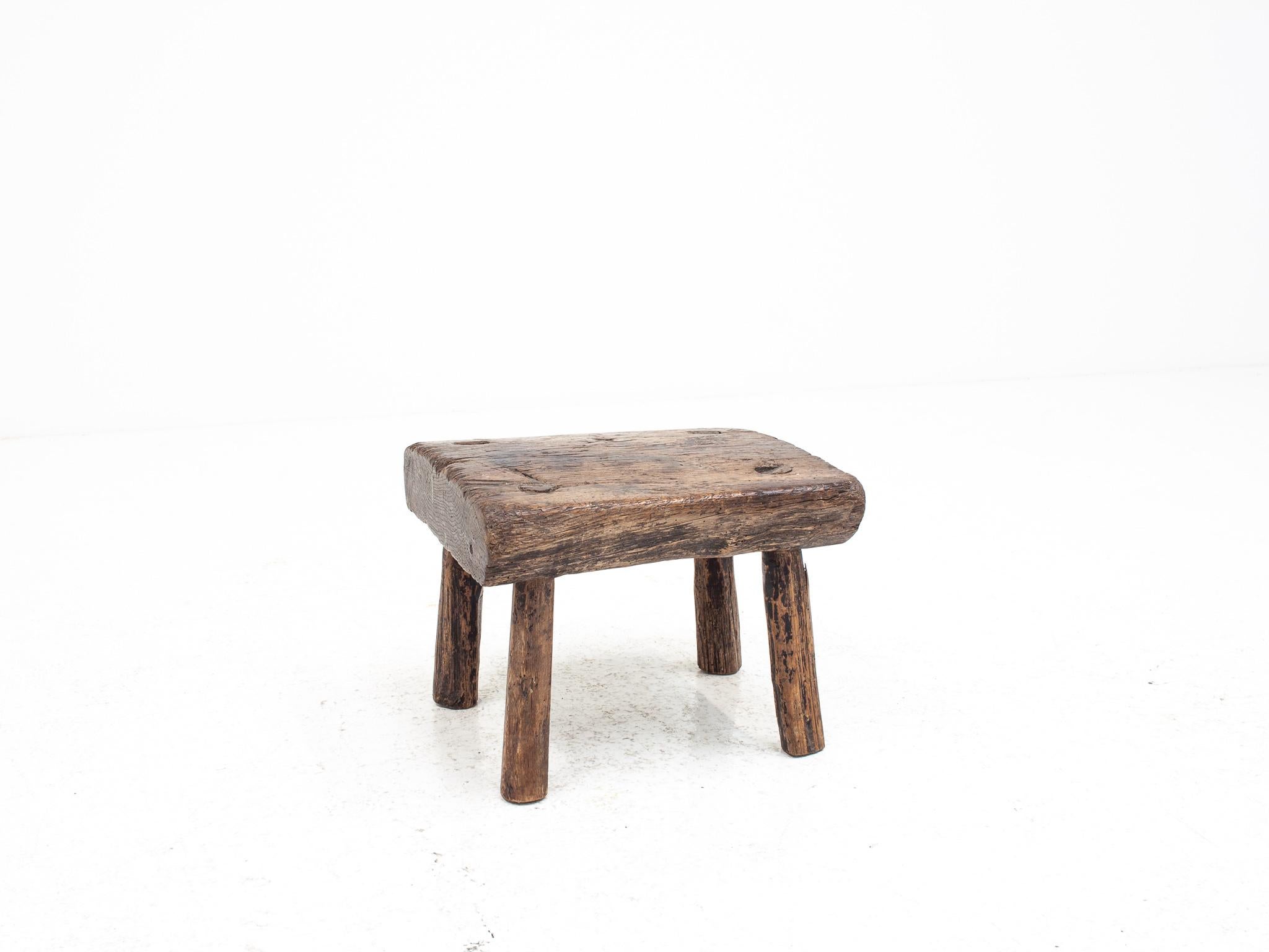 Rústico, Primitivo, Wabi Sabi, Antiguo, Ingenuo Taburete/Mesa Vintage, Inglaterra c1900s 5