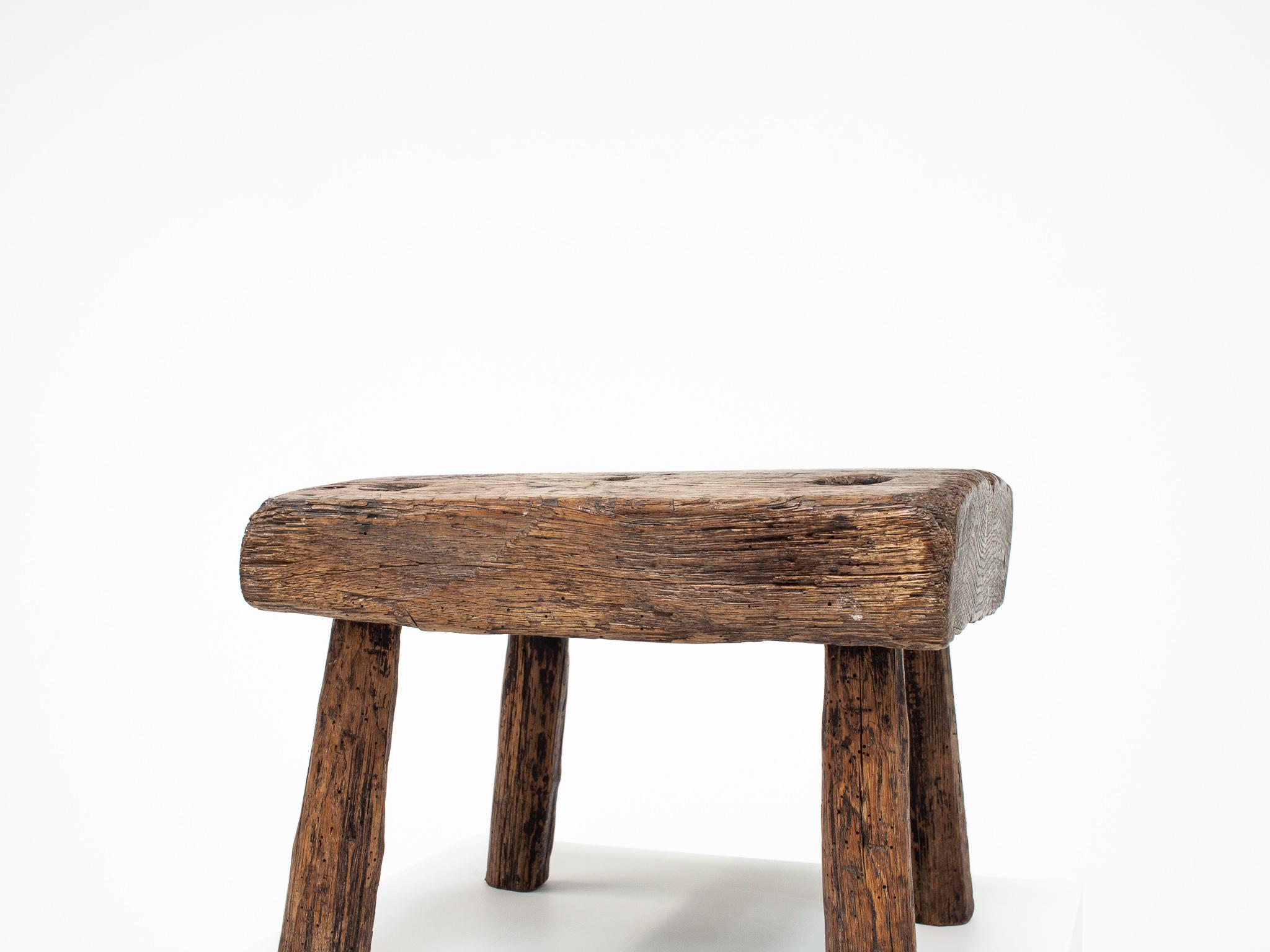 Rústico, Primitivo, Wabi Sabi, Antiguo, Ingenuo Taburete/Mesa Vintage, Inglaterra c1900s 7