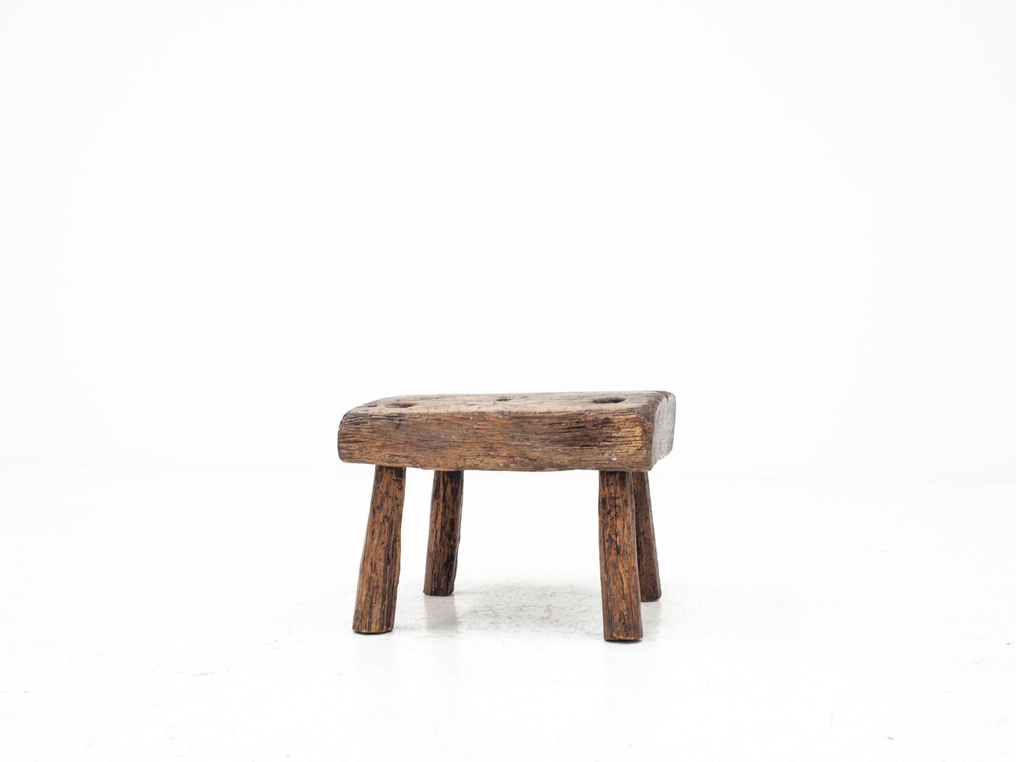 Rústico, Primitivo, Wabi Sabi, Antiguo, Ingenuo Taburete/Mesa Vintage, Inglaterra c1900s Inglés