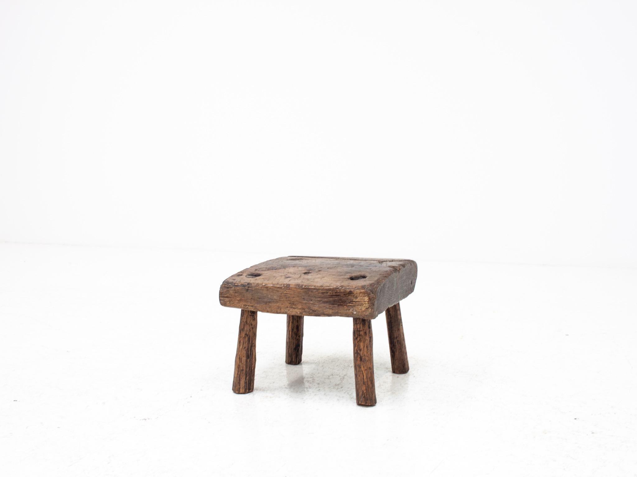 Rústico, Primitivo, Wabi Sabi, Antiguo, Ingenuo Taburete/Mesa Vintage, Inglaterra c1900s Madera