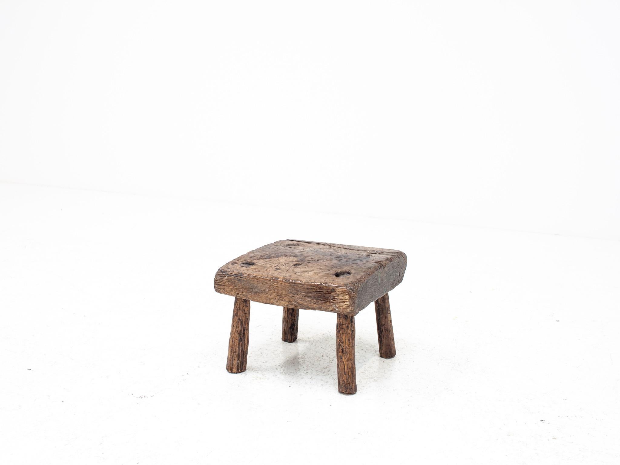 Rústico, Primitivo, Wabi Sabi, Antiguo, Ingenuo Taburete/Mesa Vintage, Inglaterra c1900s 2
