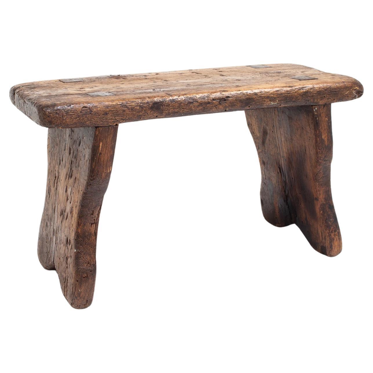 Rustikaler, primitiver, Wabi Sabi, antiker, naiver Vintage-Hocker/Tisch, England um 1900