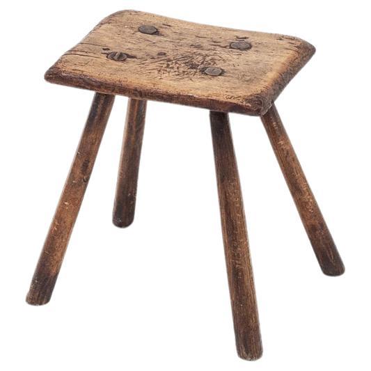 Rústico, Primitivo, Wabi Sabi, Antiguo, Ingenuo Taburete/Mesa Vintage, Inglaterra c1900s