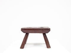 Rustikaler, primitiver, Wabi Sabi, antiker, naiver Vintage-Hocker/Tisch, England um 1900