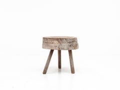 Rustic, Primitive, Wabi Sabi, Naive Chopping Block Table, France, c19th Century