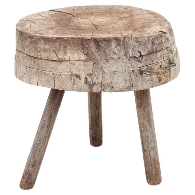 Rustic, Primitive, Wabi Sabi, Naive Chopping Block Table, France, c19th Century