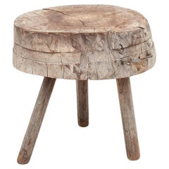 Antique Rustic, Primitive, Wabi Sabi, Naive Chopping Block Table, France, c19th Century