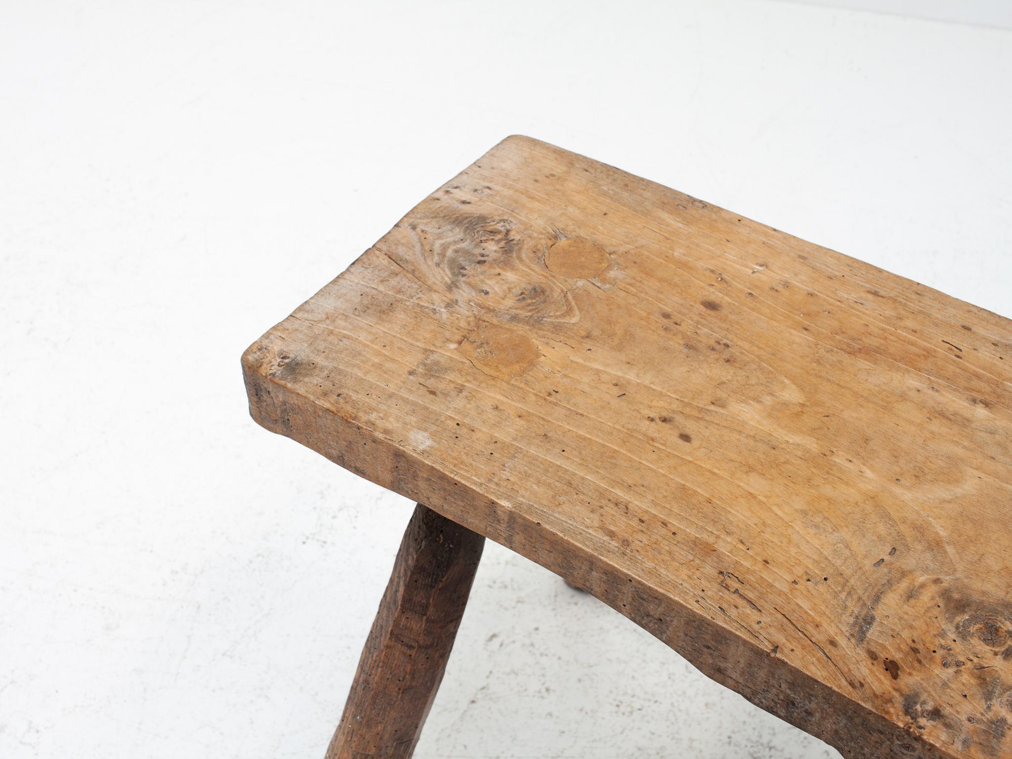 Rustic, Primitive, Wabi Sabi, Naive Vintage Antique Bench, Table, England, 1800s 3