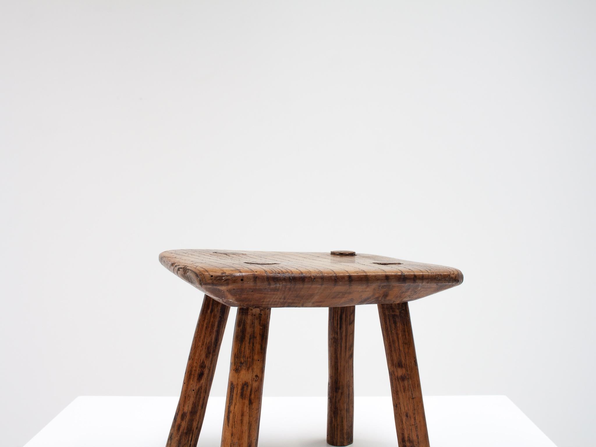 Rustic, Primitive, Wabi-Sabi, Naive Vintage Antique Stool, Table, England, c1800 For Sale 3