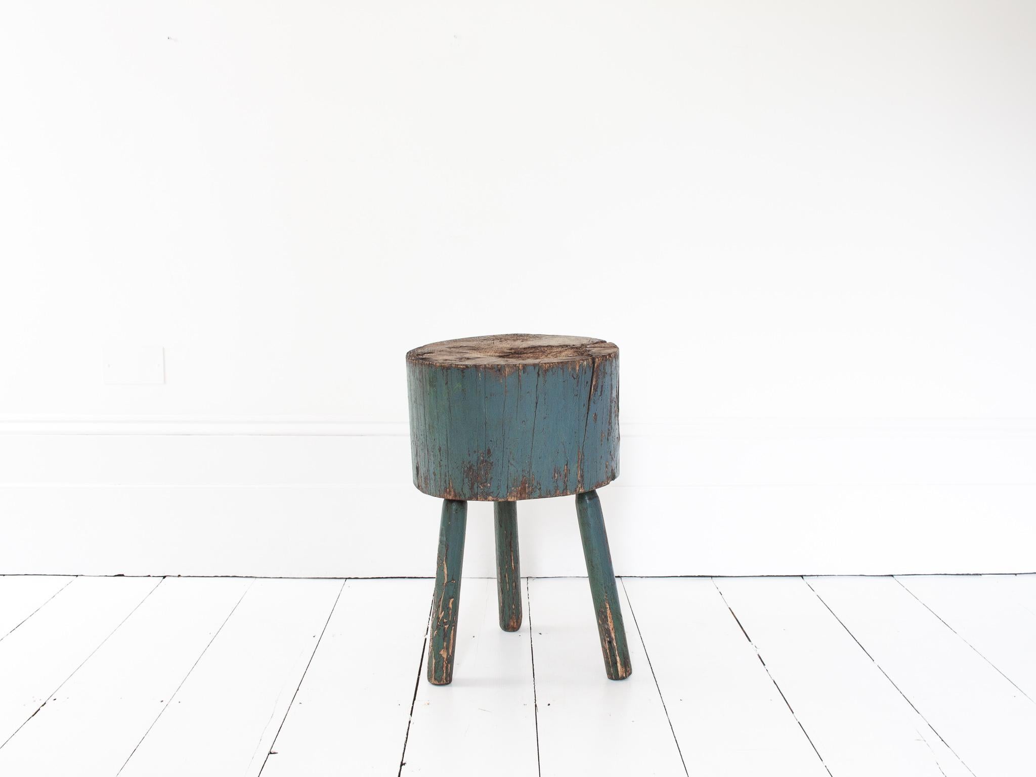 Rustic, Primitive, Wabi Sabi, Naive Vintage Chopping Block Table, England, c19th For Sale 7