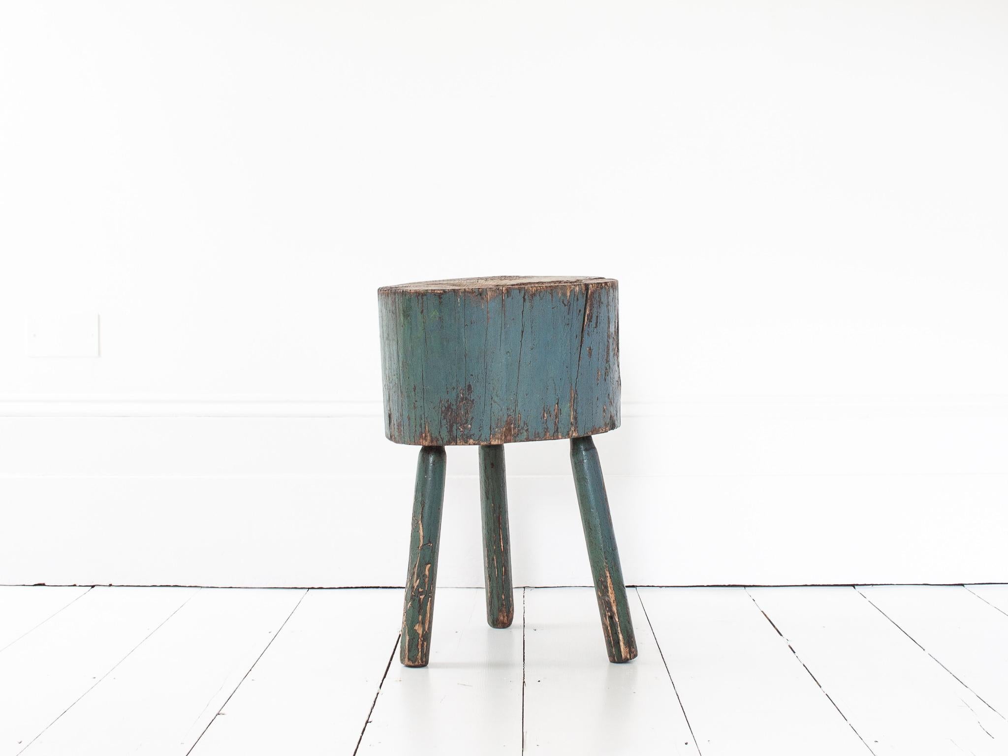 19th Century Rustic, Primitive, Wabi Sabi, Naive Vintage Chopping Block Table, England, c19th For Sale