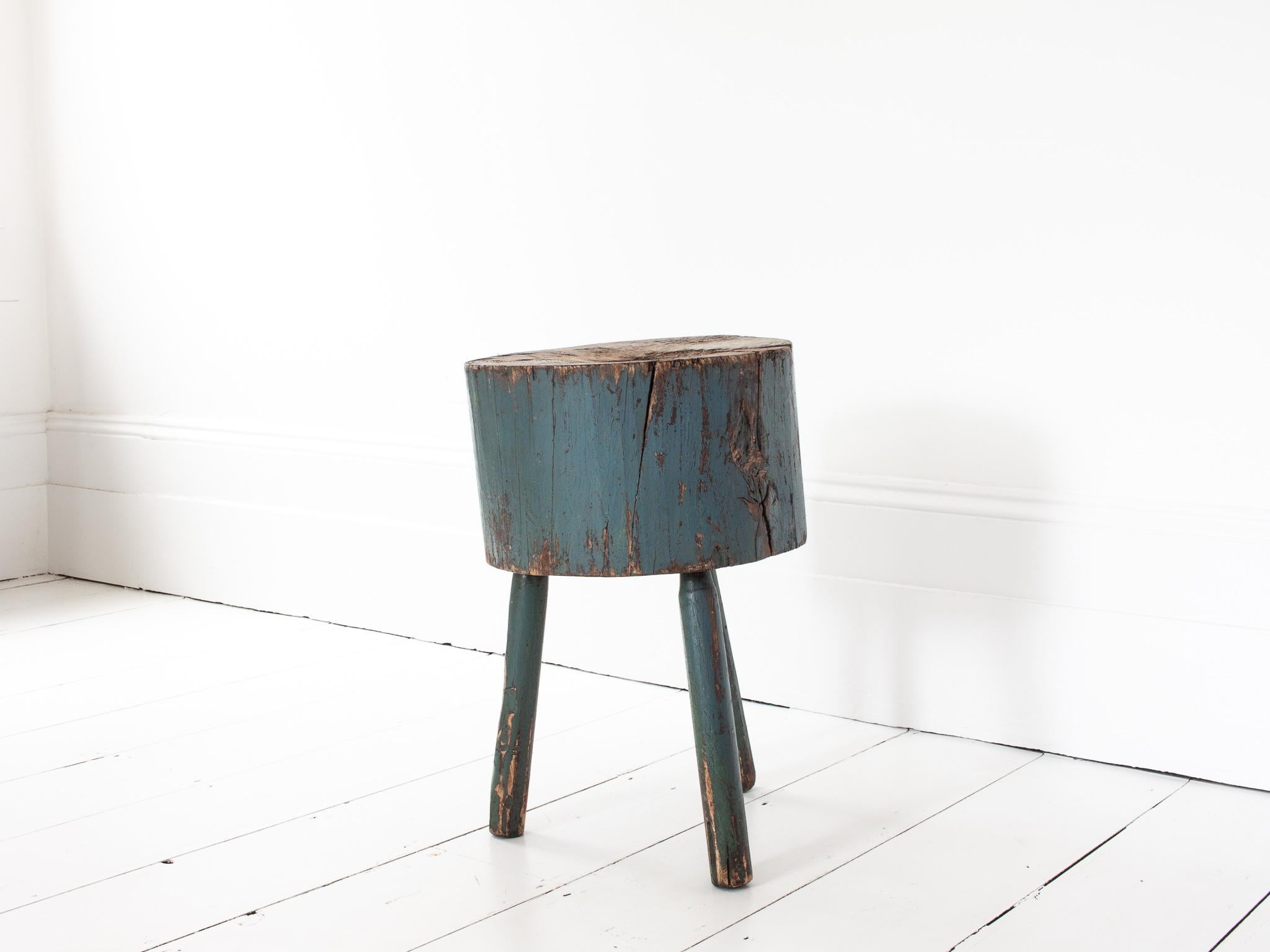 Rustic, Primitive, Wabi Sabi, Naive Vintage Chopping Block Table, England, c19th For Sale 3