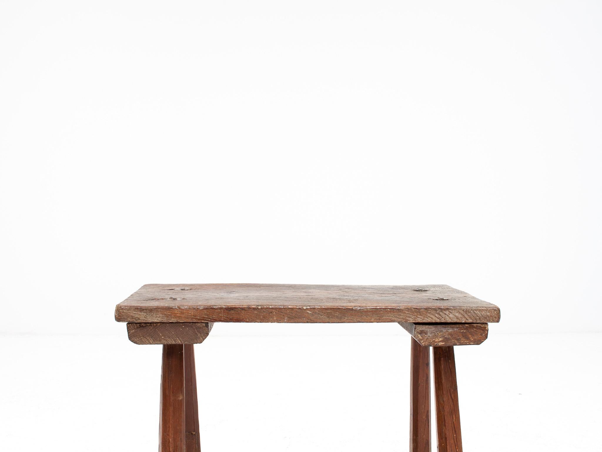 Rustic, Primitive, Wabi Sabi, Naive Vintage Stool, Table, England, c1800s For Sale 5