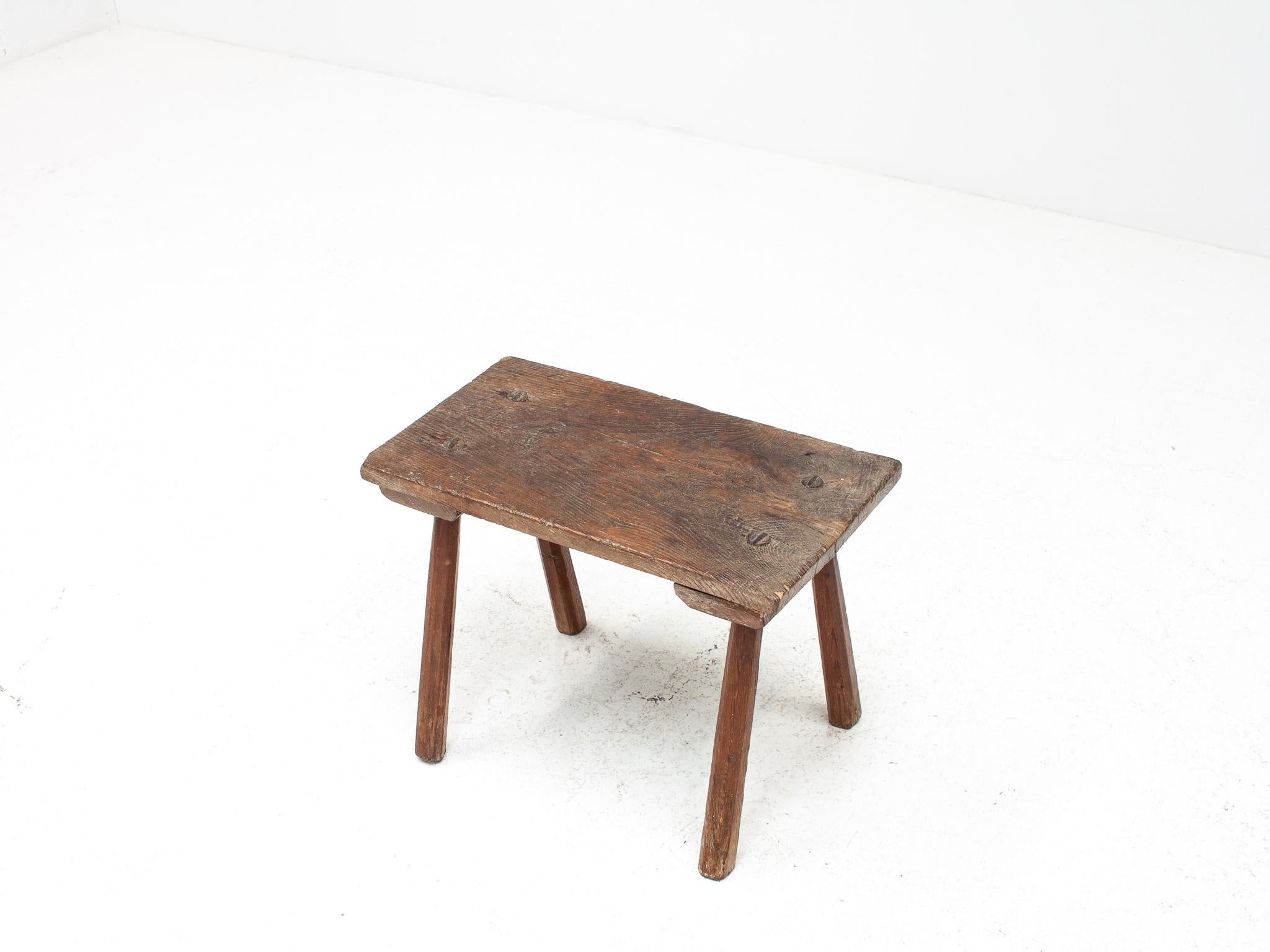 Rustic, Primitive, Wabi Sabi, Naive Vintage Stool, Table, England, c1800s For Sale 6