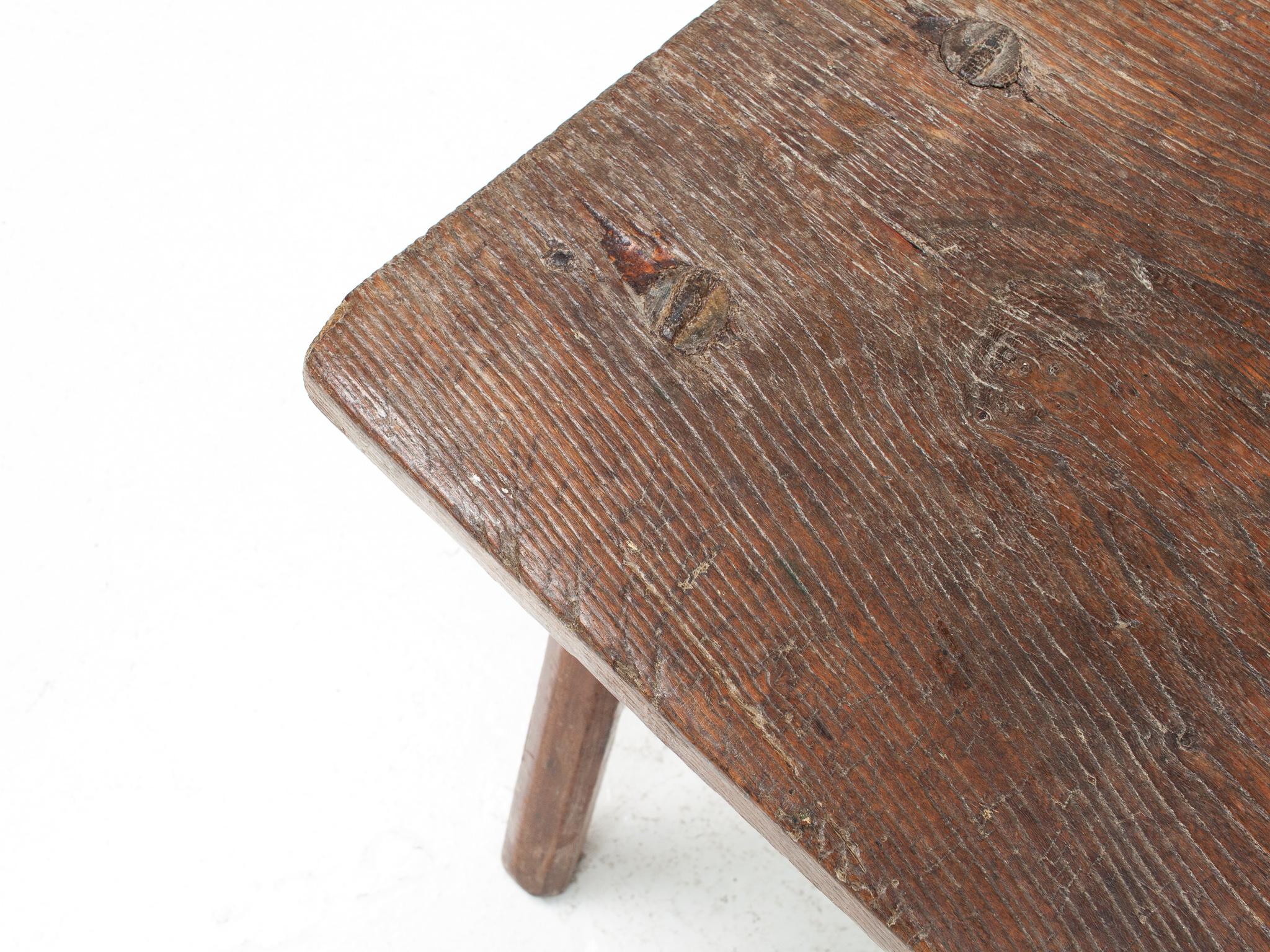 Rustic, Primitive, Wabi Sabi, Naive Vintage Stool, Table, England, c1800s For Sale 7